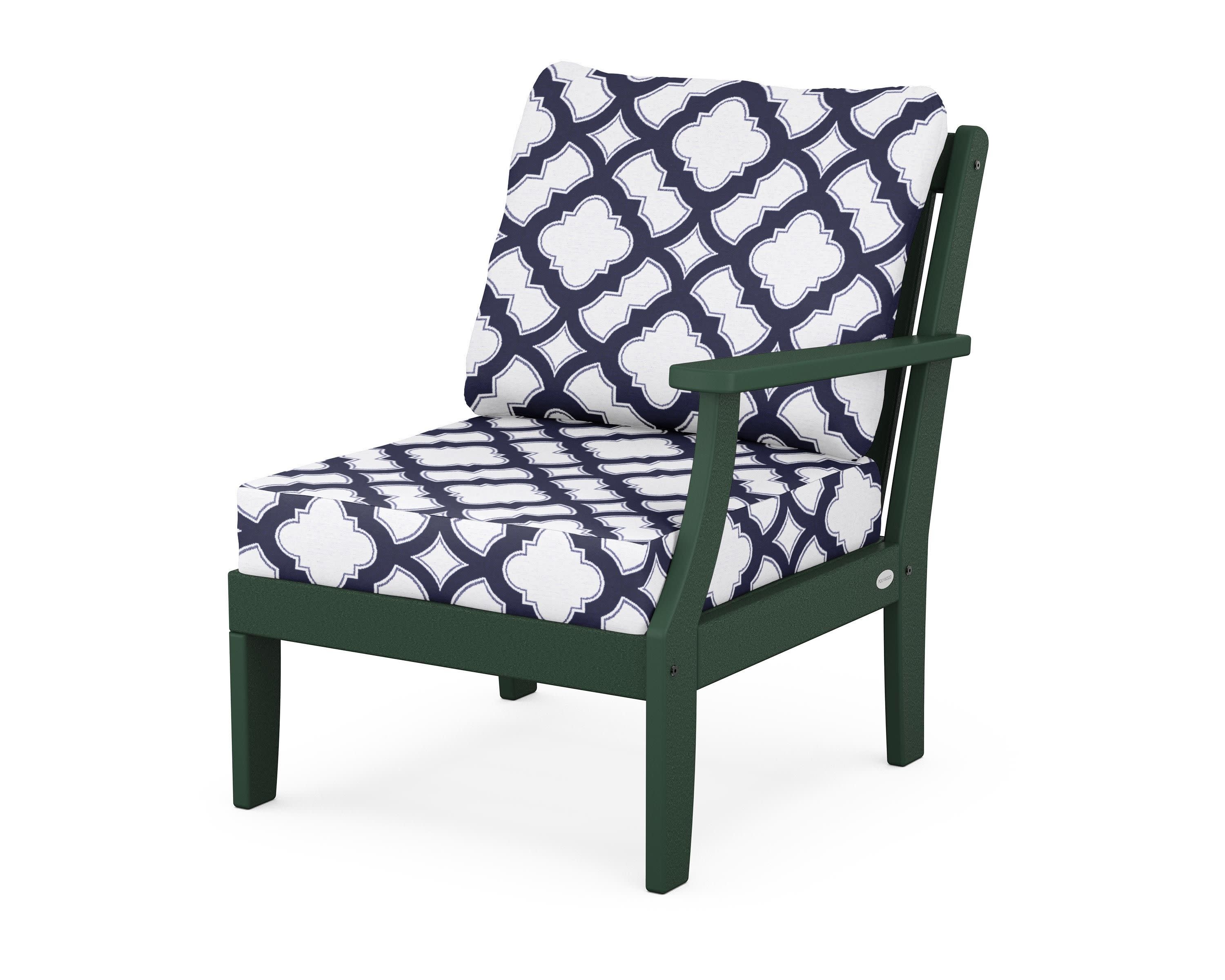 Braxton Modular Right Arm Chair in Green / Trellis Navy