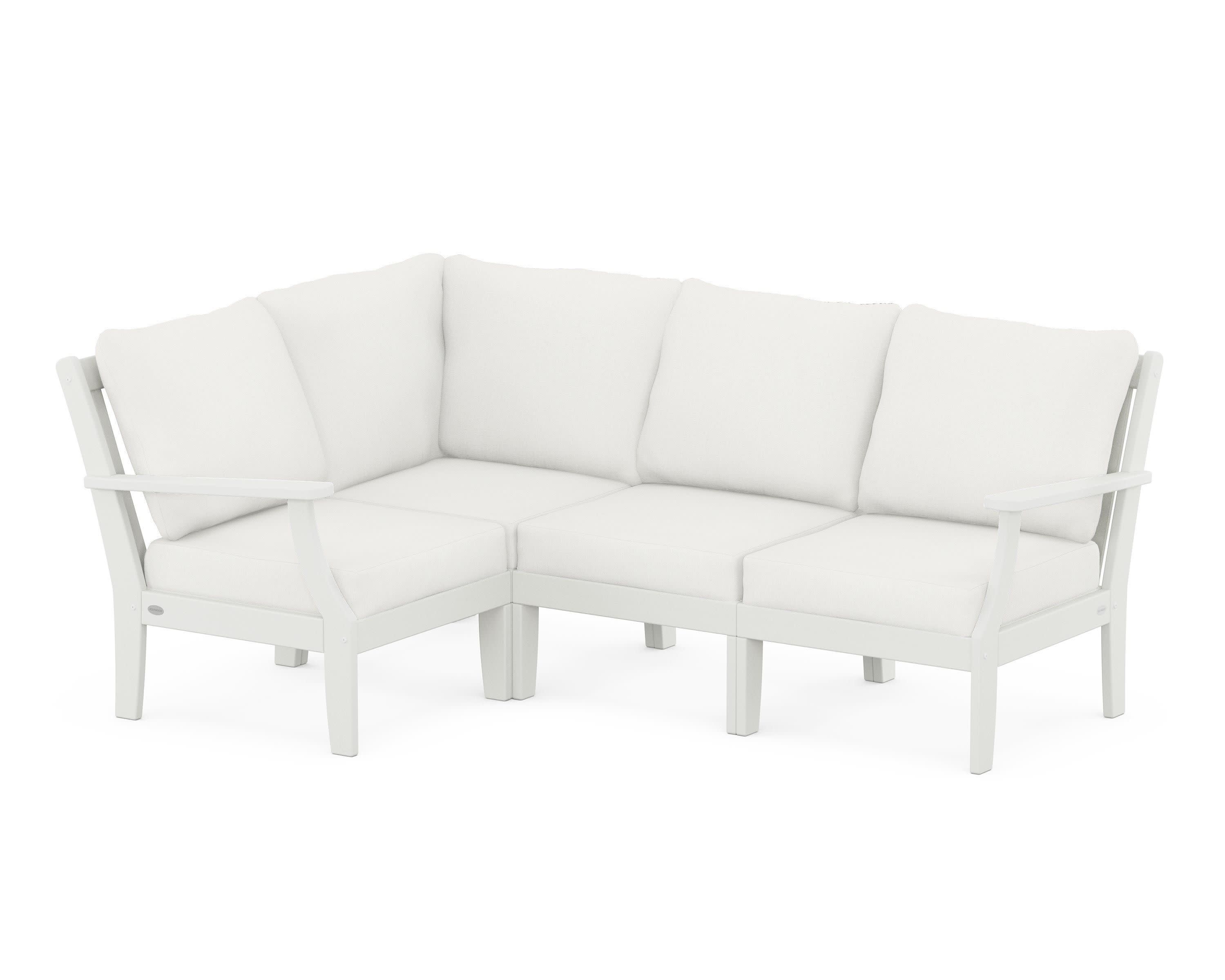 Braxton Modular 4-Piece Deep Seating Set in Vintage White / Natural Linen