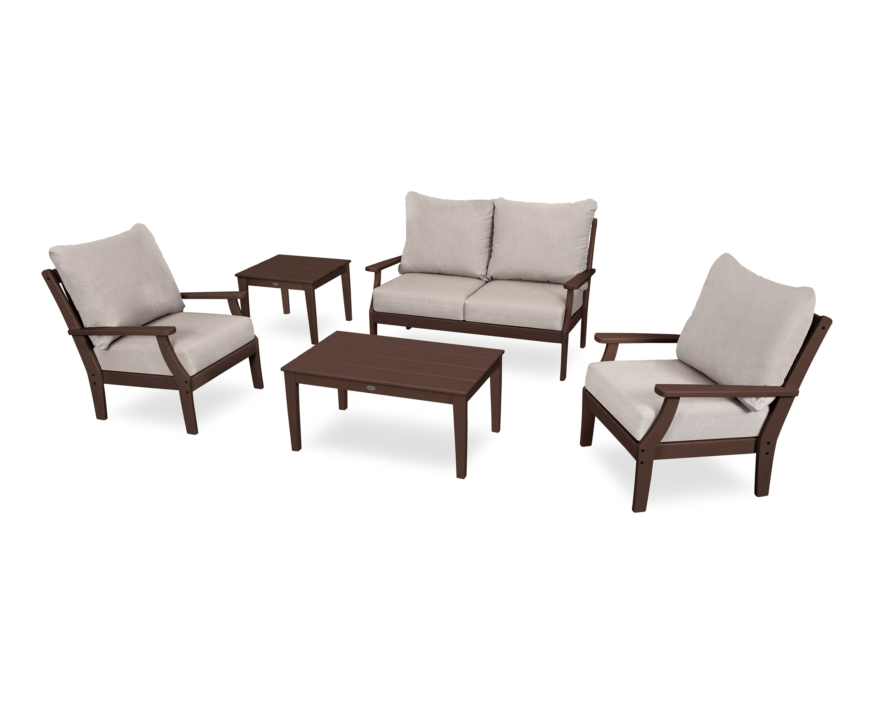 Braxton 5-Piece Deep Seating Set in Mahogany / Cast Ash