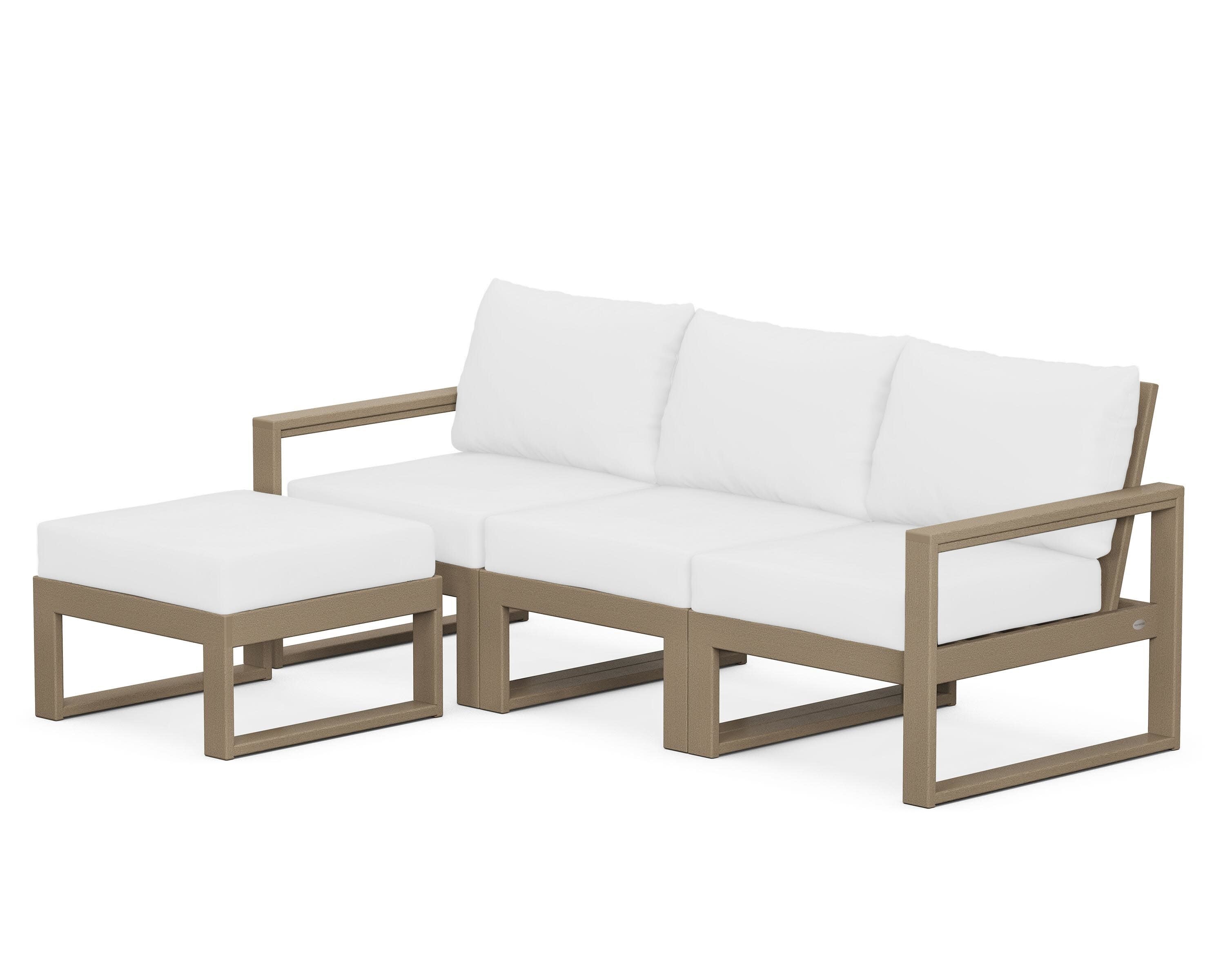 EDGE 4-Piece Modular Deep Seating Set with Ottoman in Vintage Sahara / Natural