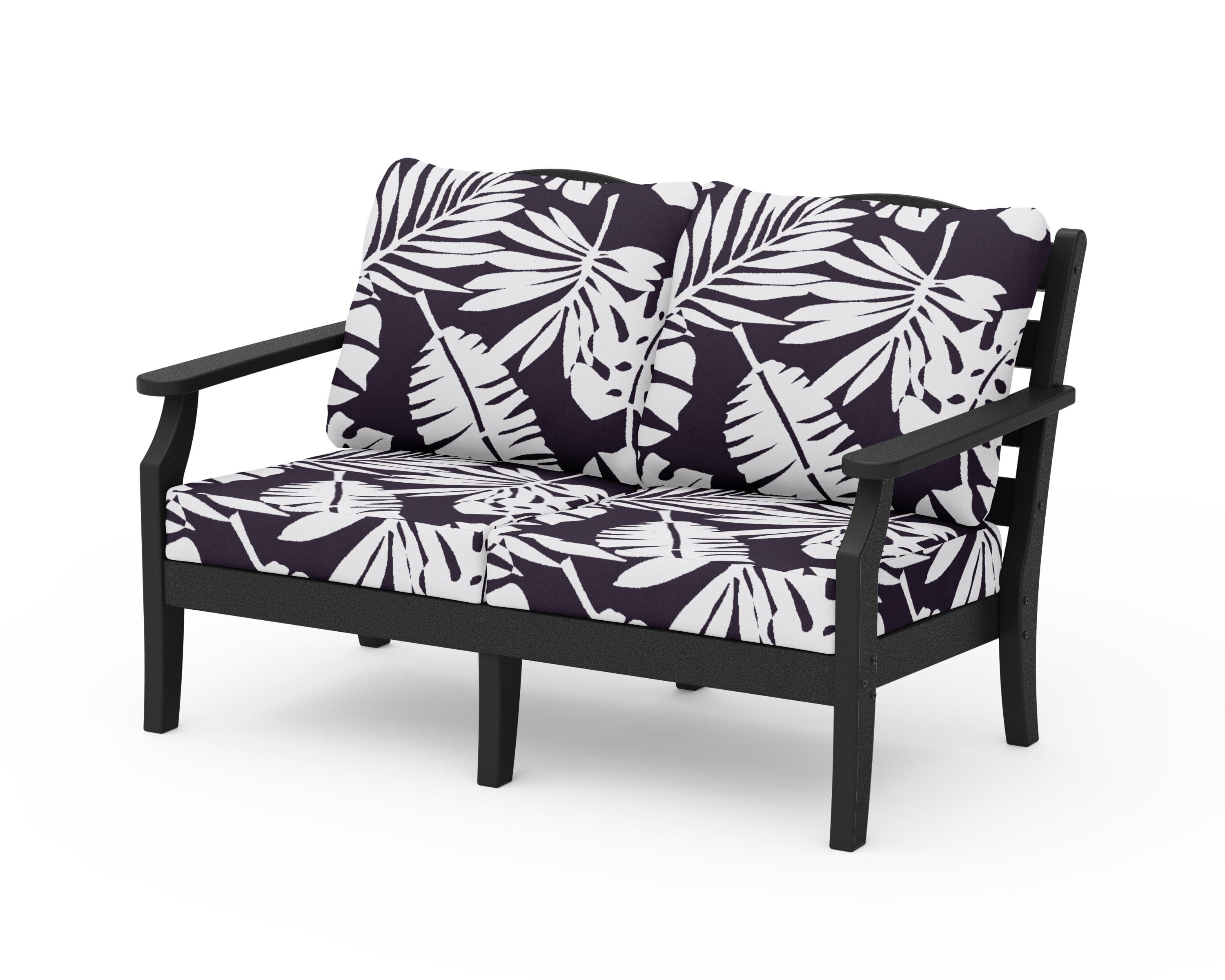 Savannah Deep Seating Loveseat in Black / Leaf Navy