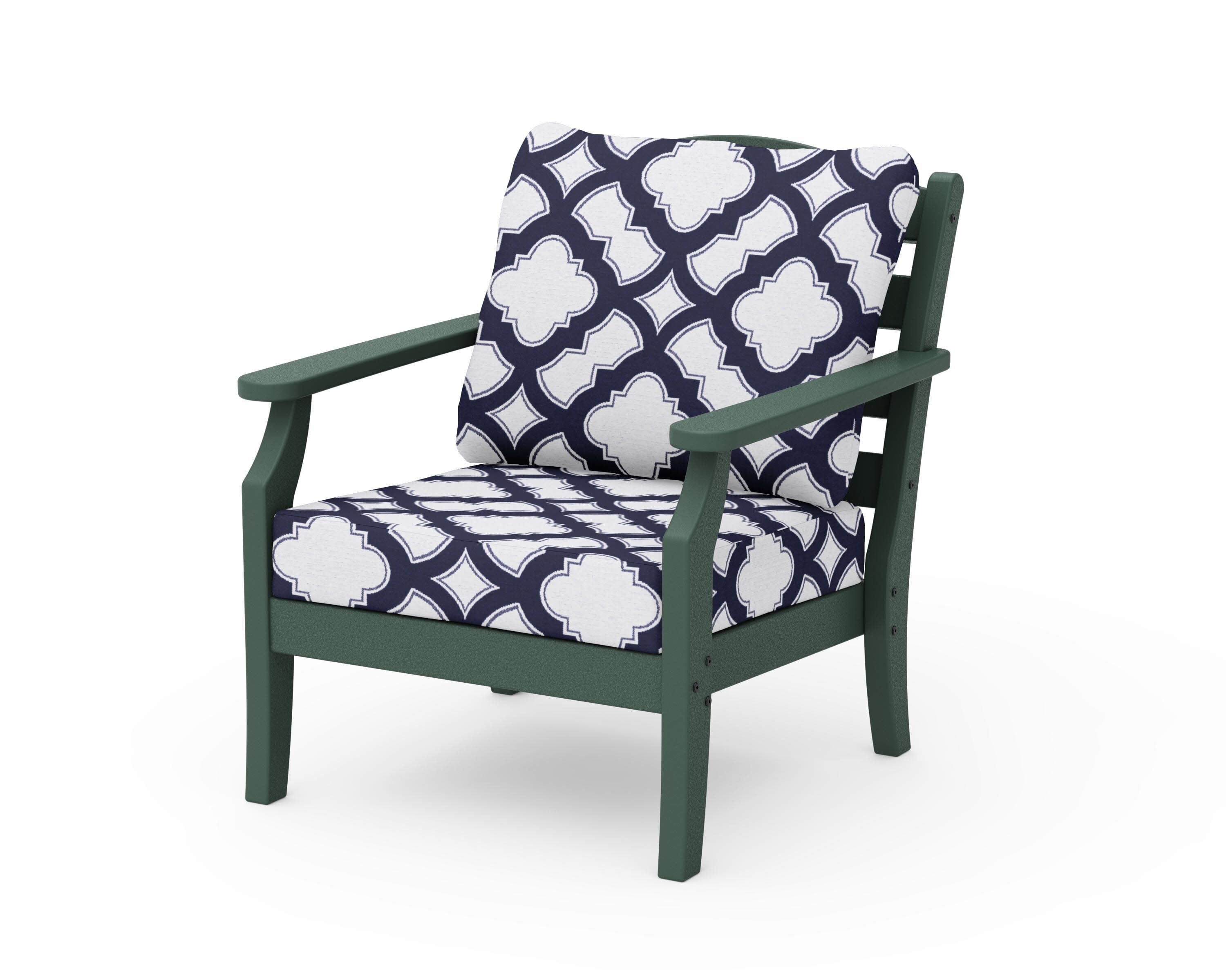 Savannah Deep Seating Chair in Green / Trellis Navy
