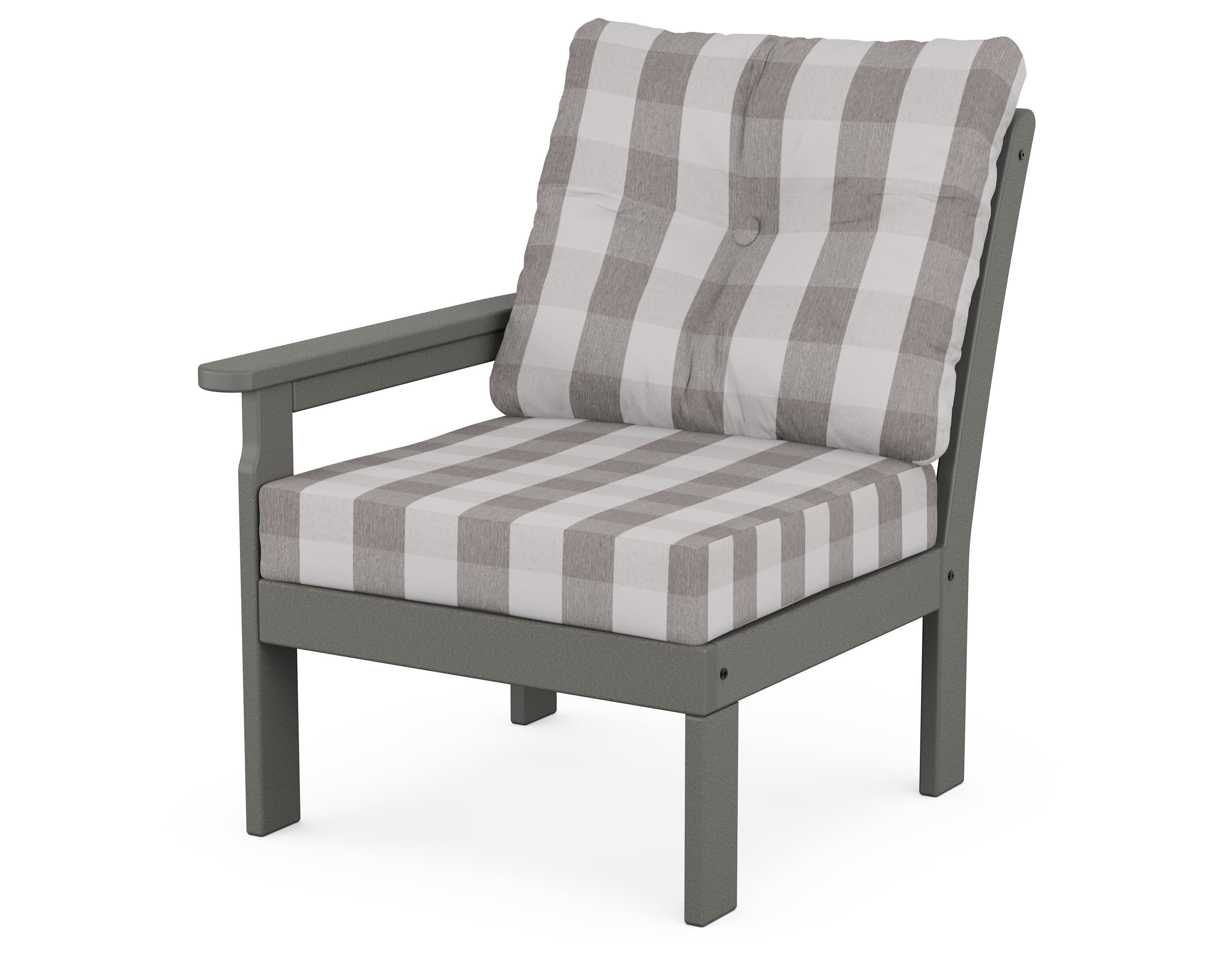 Vineyard Modular Left Arm Chair in Slate Grey / Buffalo Plaid Grey Mist