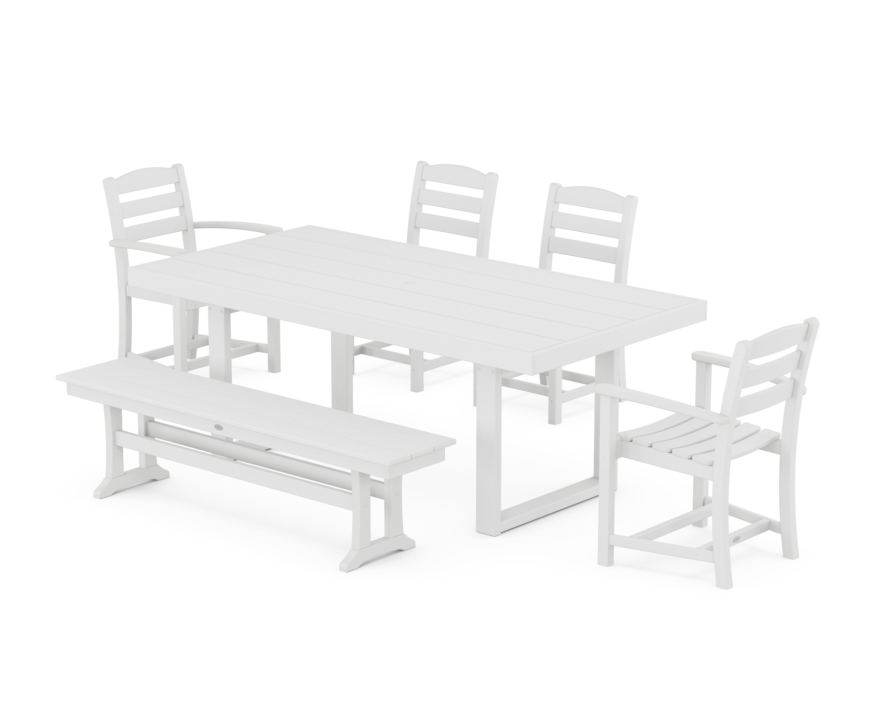 La Casa Caf 6-Piece Dining Set with Bench in White