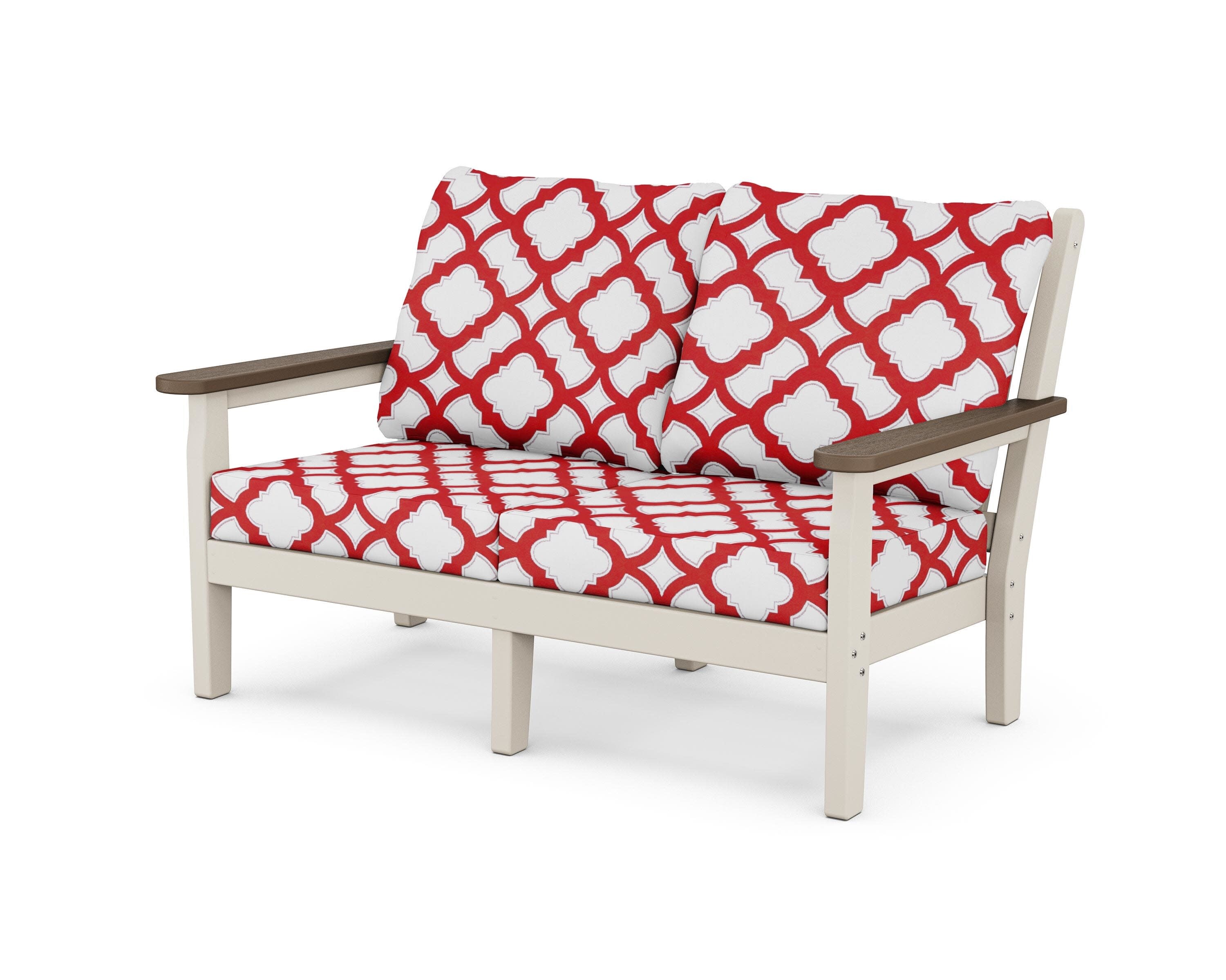 Chippendale Deep Seating Loveseat in Sand / Kona / Trellis Crimson