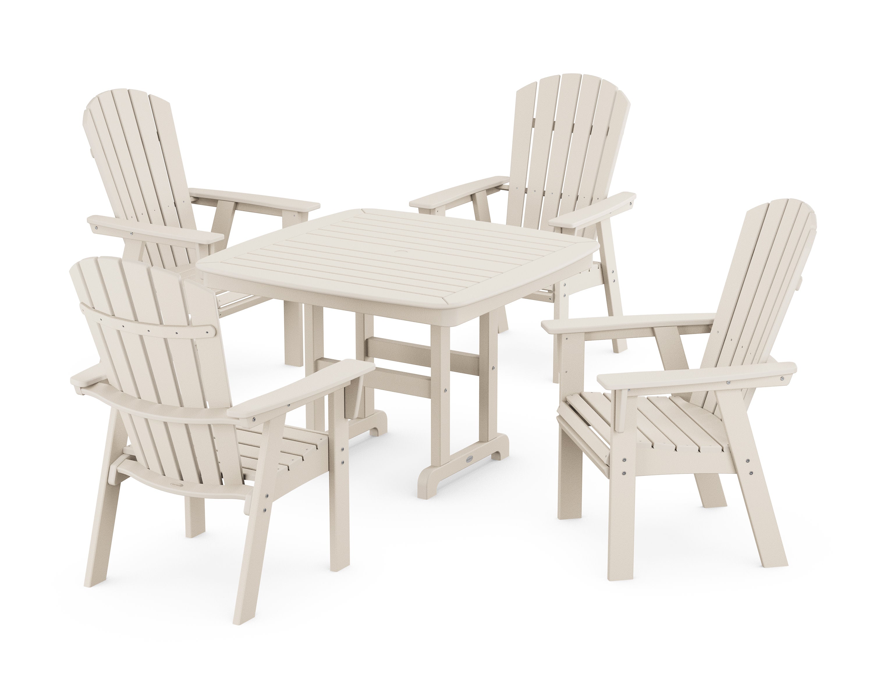 Nautical Curveback Adirondack 5-Piece Dining Set in Sand