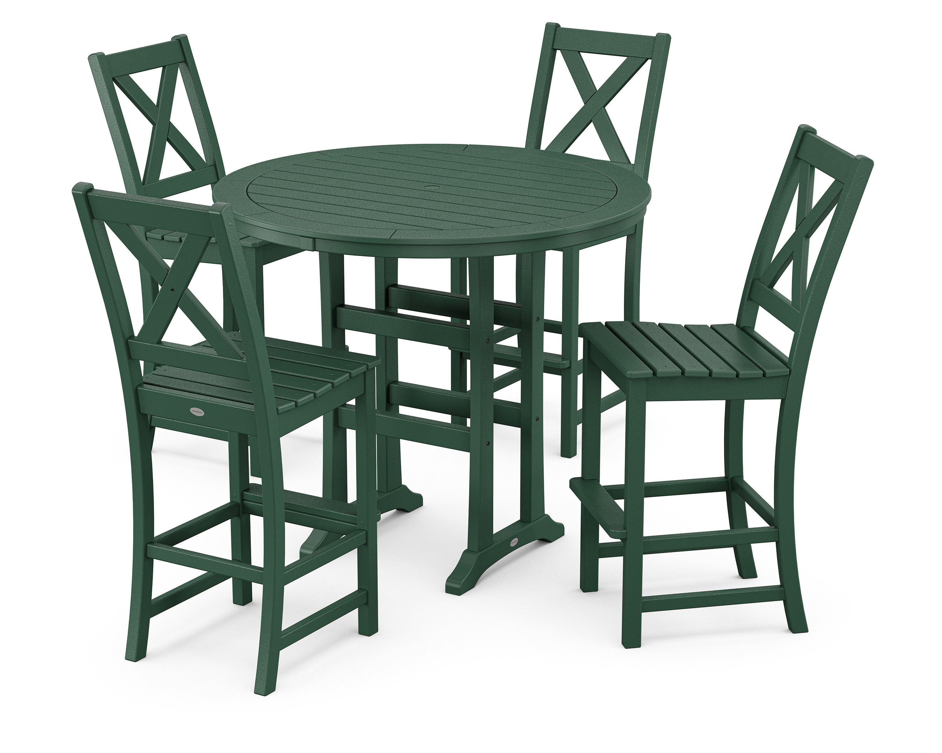 Braxton 5-Piece Nautical Trestle Arm Chair Bar Set in Green