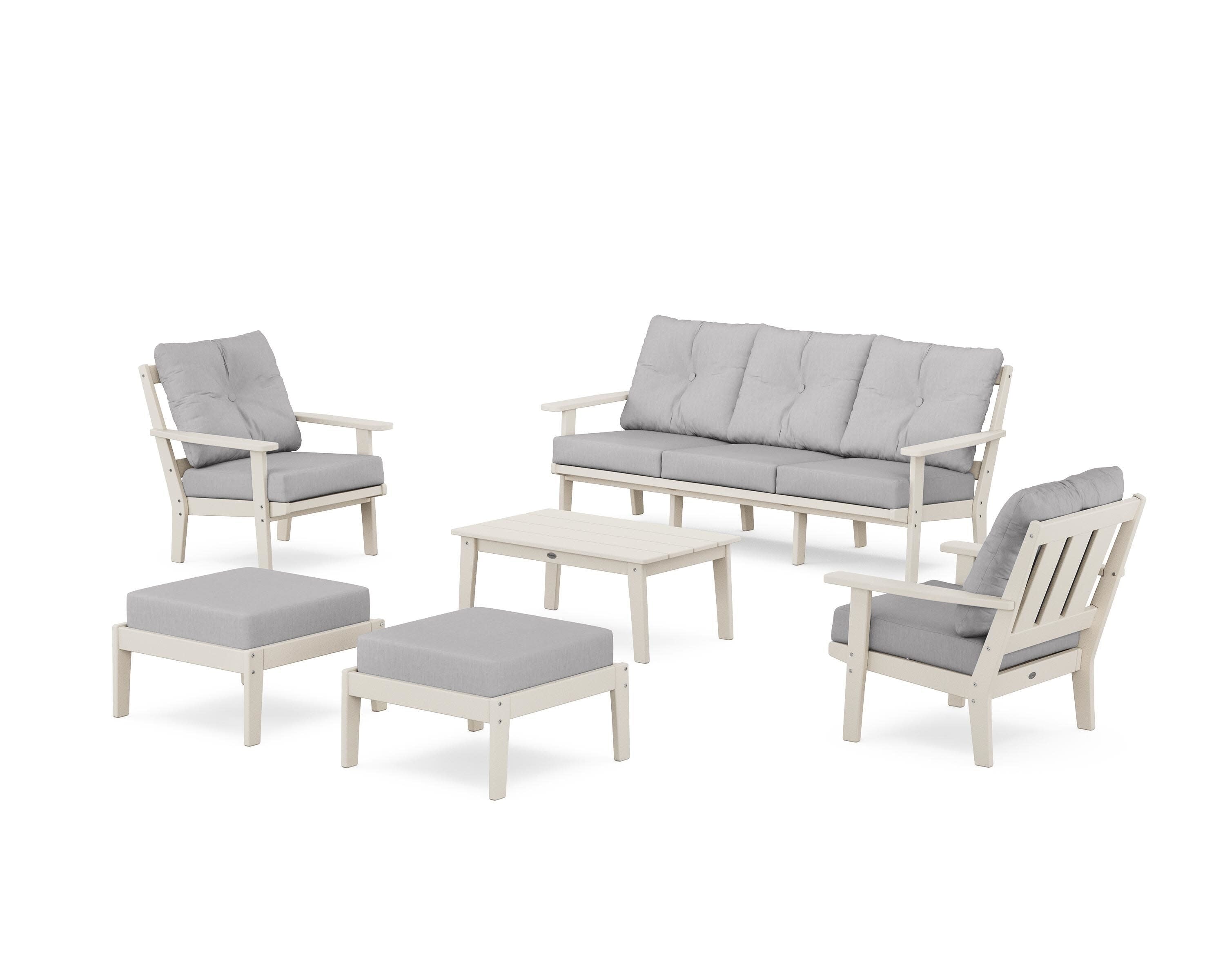 Oxford 6-Piece Lounge Sofa Set in Sand / Granite