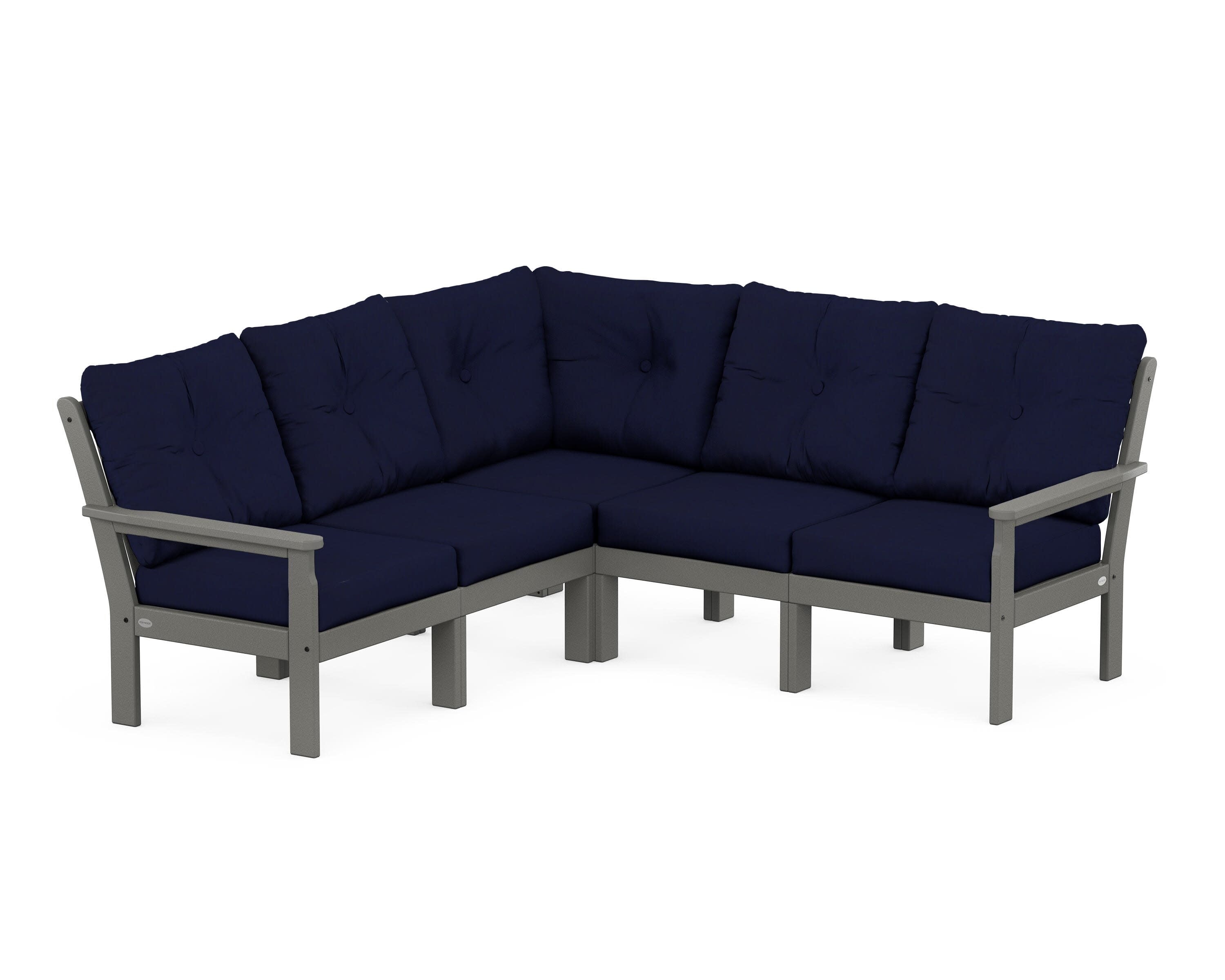 Vineyard 5-Piece Sectional in Slate Grey / Navy