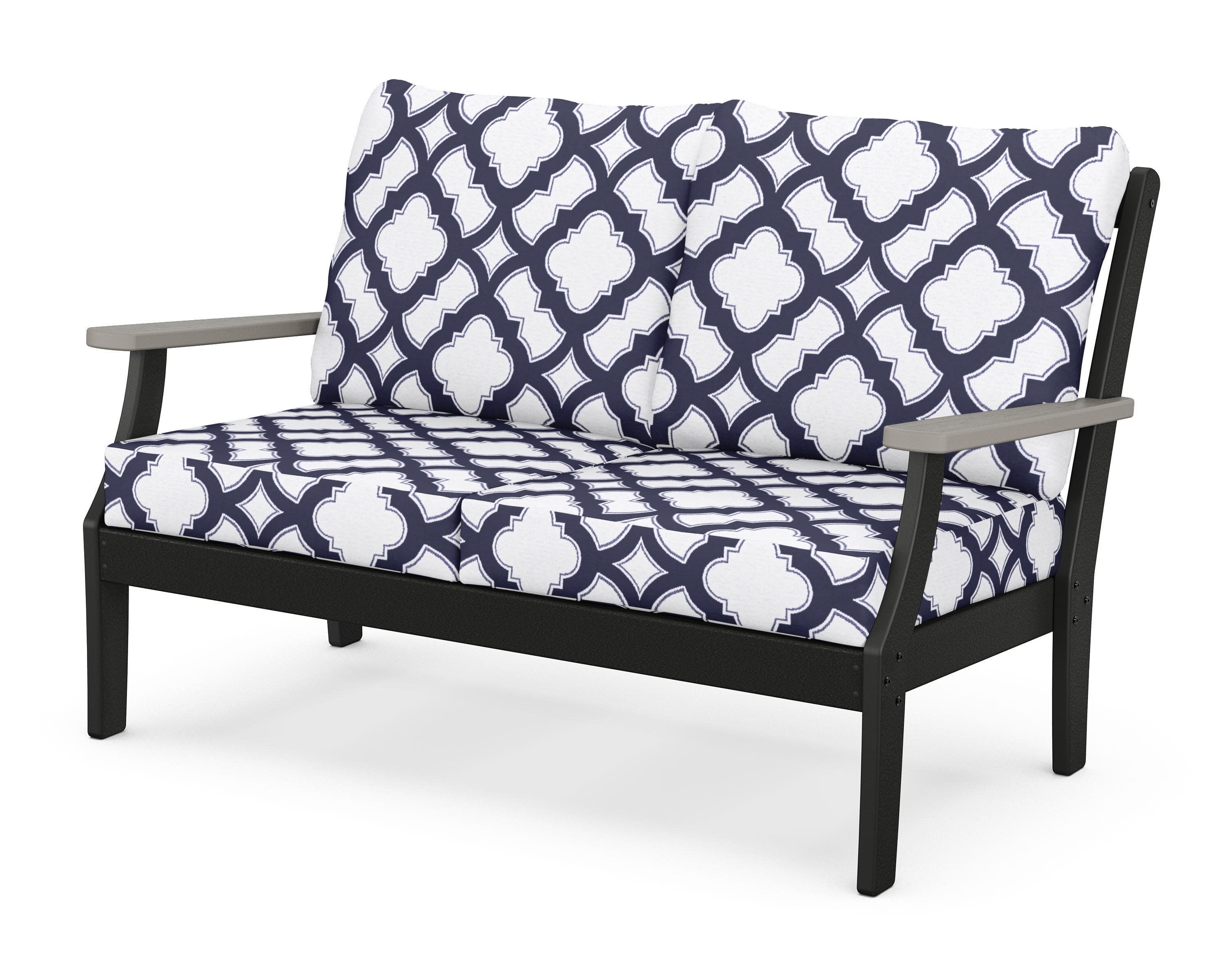 Braxton Deep Seating Loveseat in Black / Driftwood / Trellis Navy