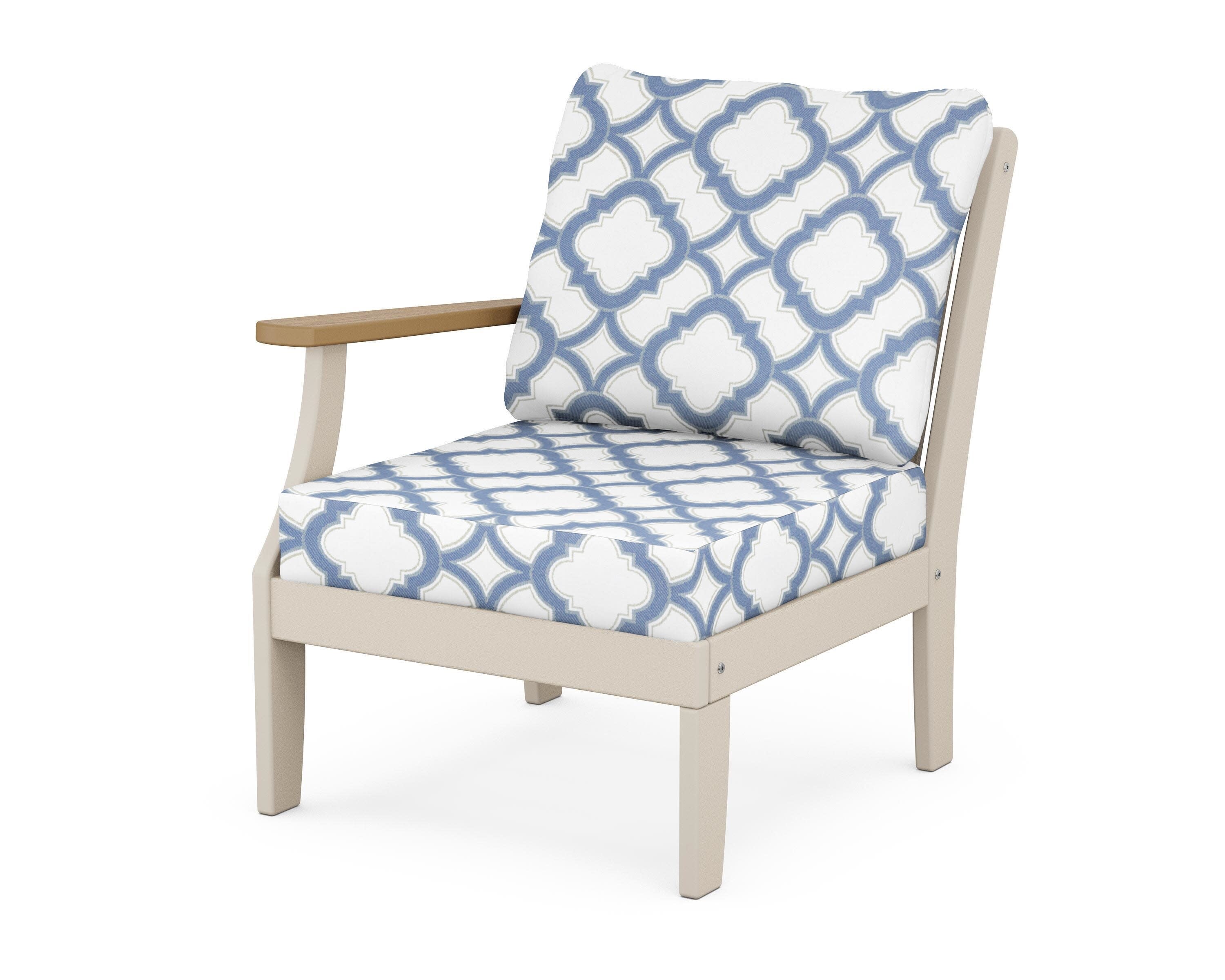 Braxton Modular Left Arm Chair in Sand / Natural / Trellis Sky Blue