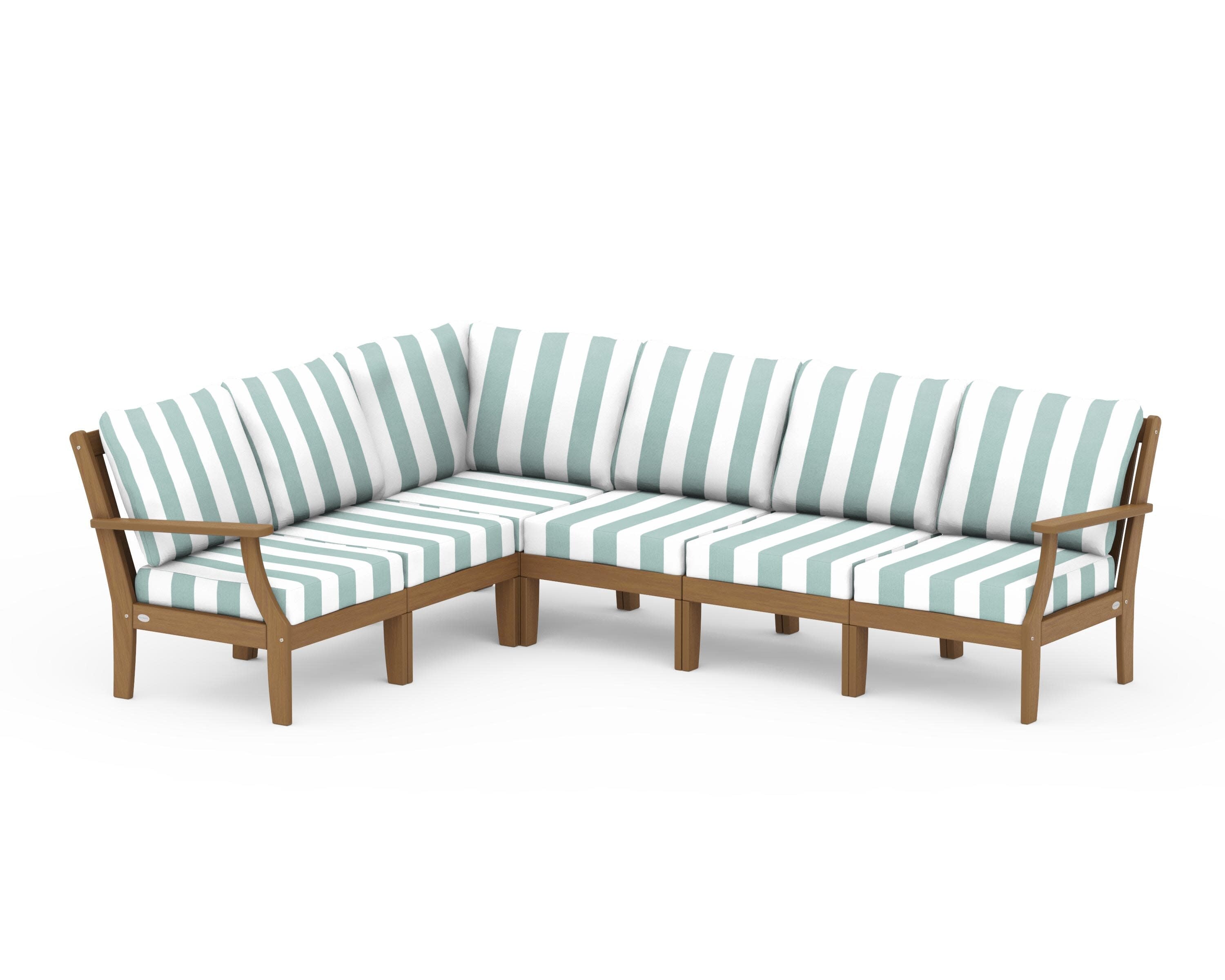 Braxton Modular 6-Piece Deep Seating Set in Natural / Cabana Stripe Glacier Spa
