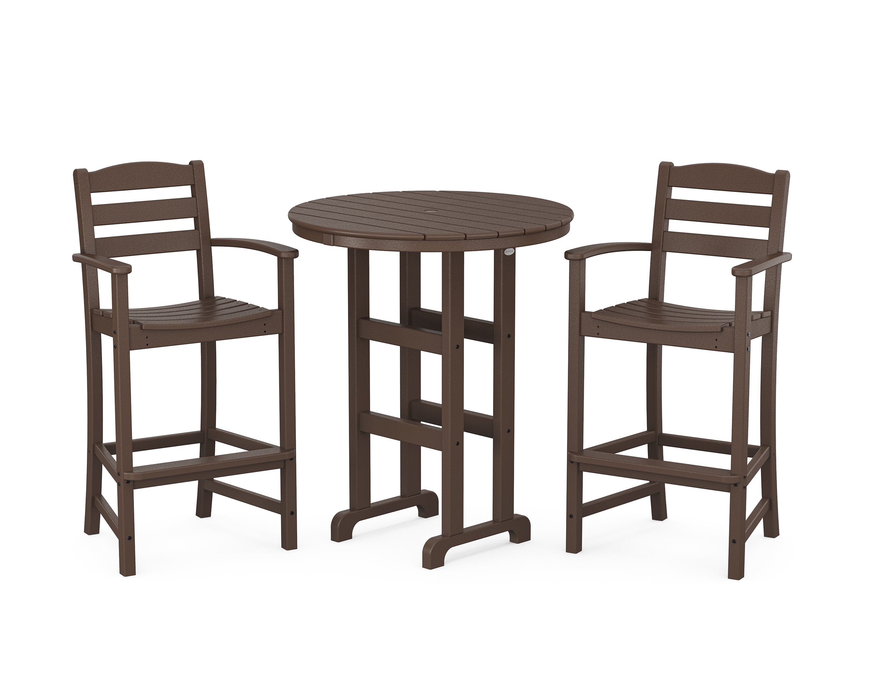 La Casa Caf 3-Piece Round Farmhouse Bar Set in Mahogany
