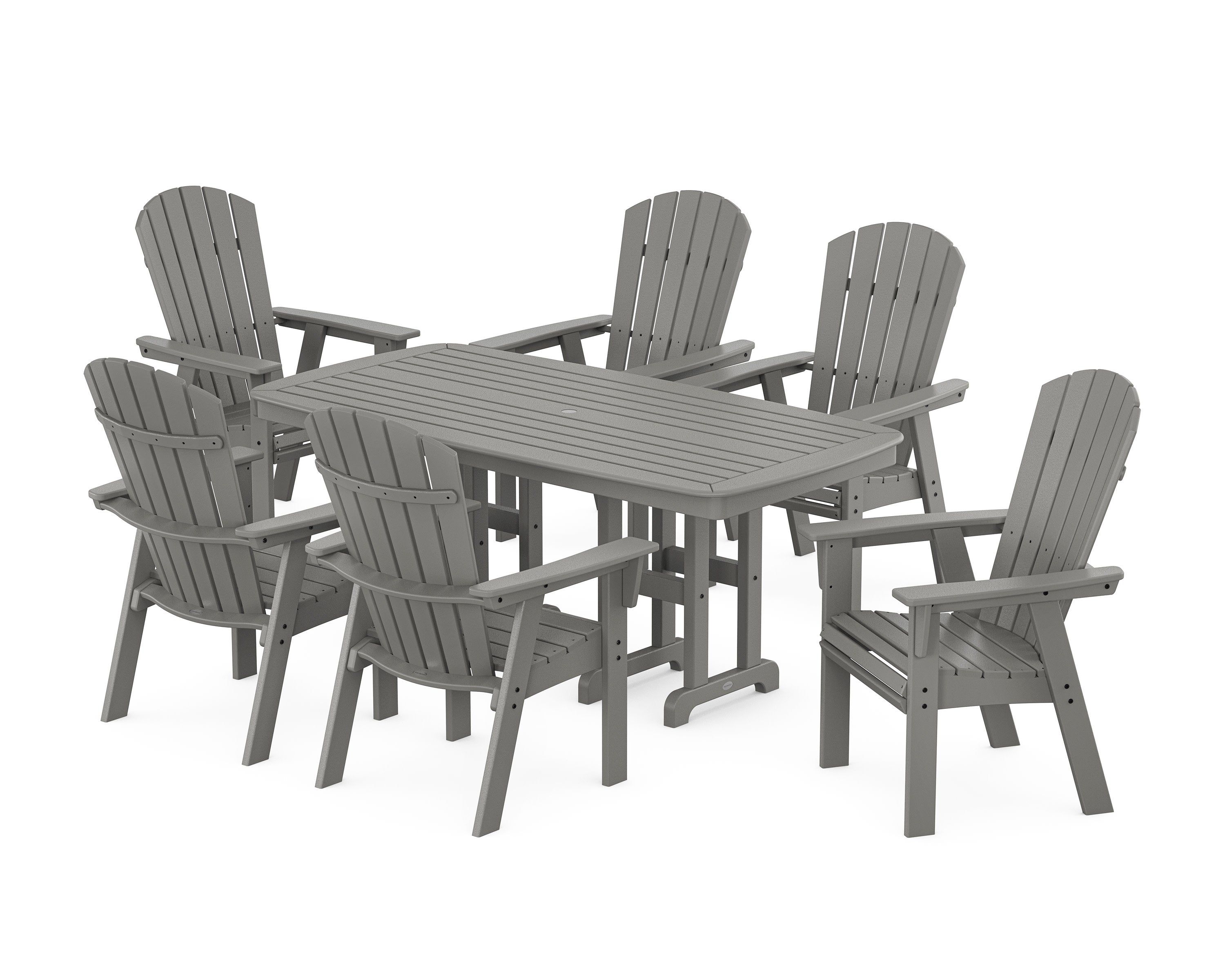 Nautical Curveback Adirondack 7-Piece Dining Set in Slate Grey