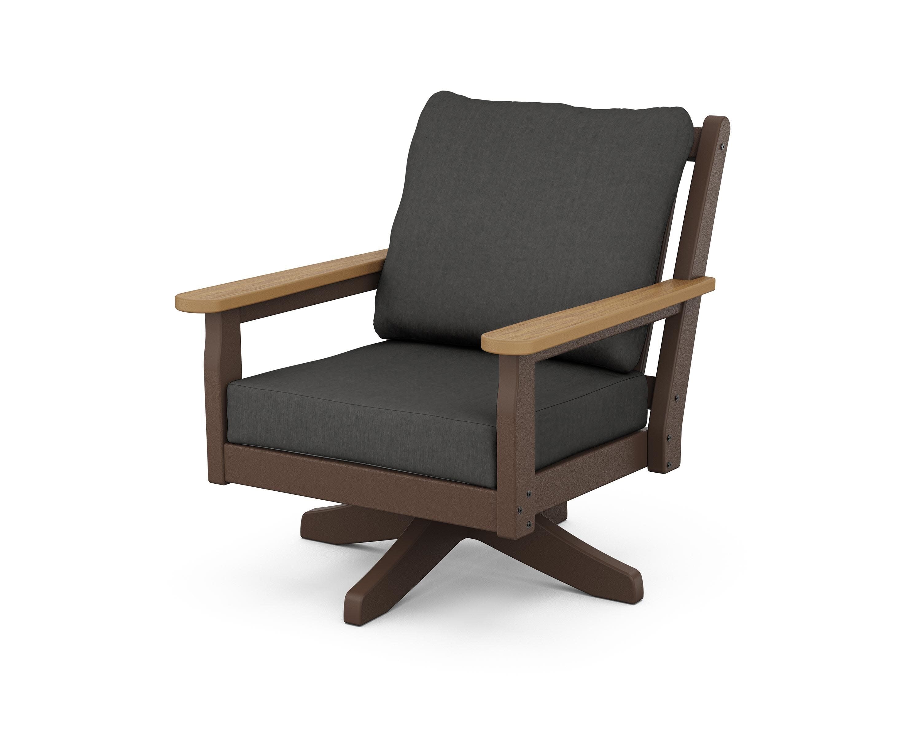 Chippendale Deep Seating Swivel Chair in Mahogany / Natural / Spectrum Carbon