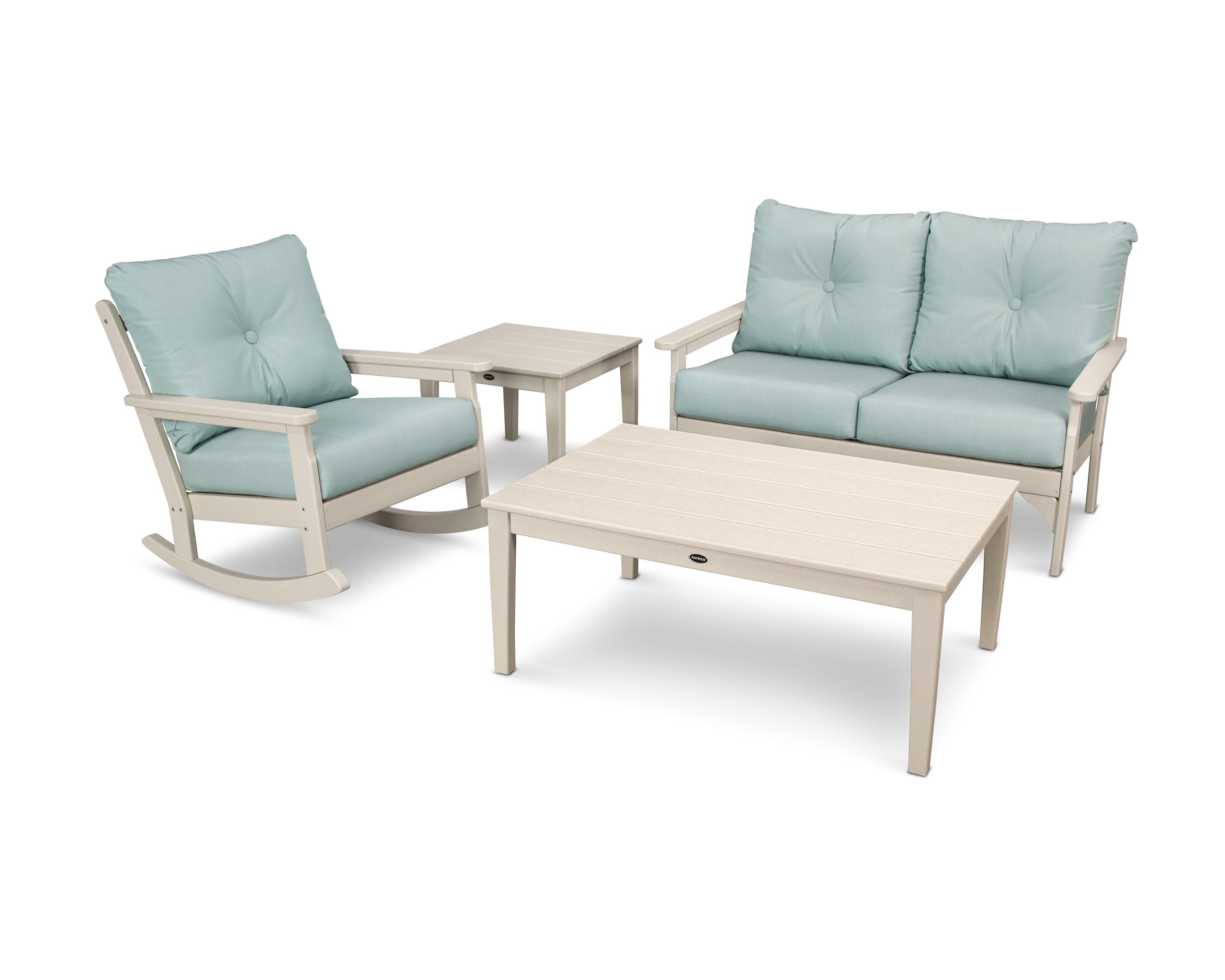 Vineyard 4-Piece Deep Seating Rocker Set in Sand / Spa