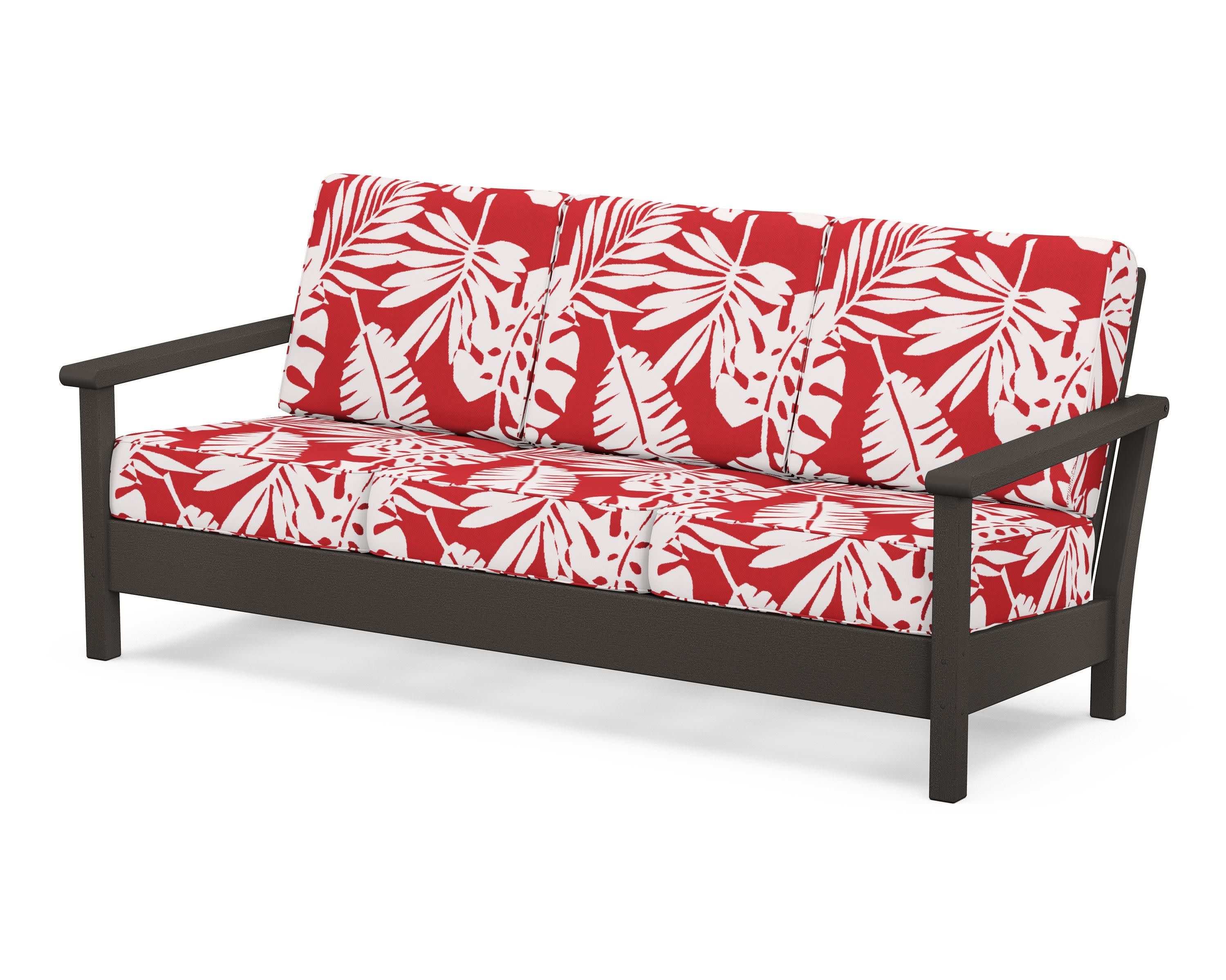 Harbour Deep Seating Sofa in Vintage Coffee / Leaf Crimson
