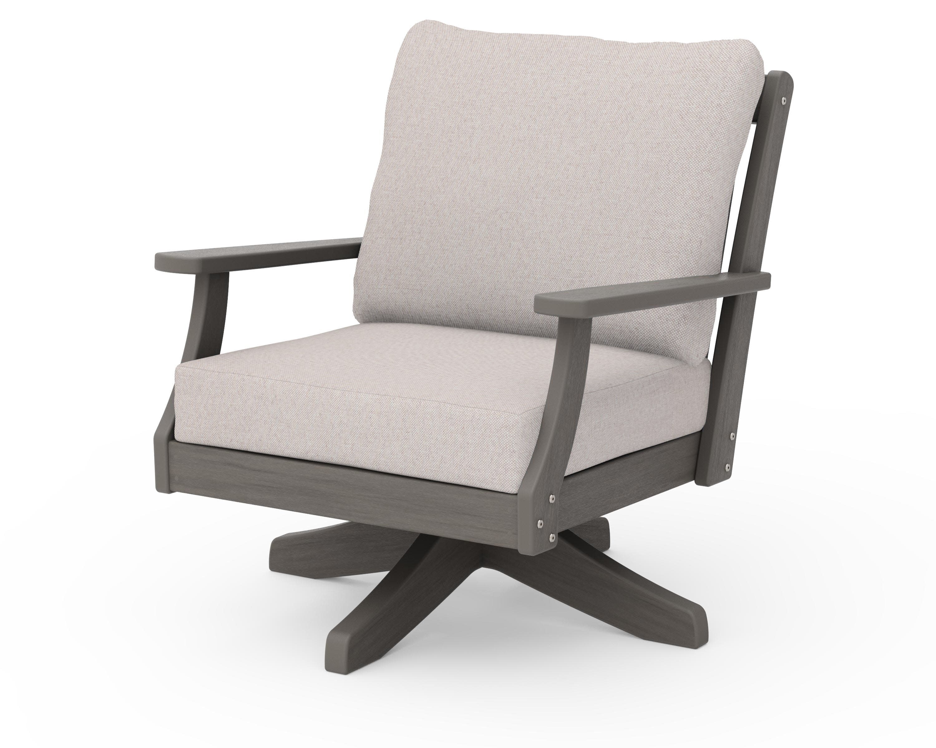 Braxton Deep Seating Swivel Chair in Driftwood / Dune Burlap