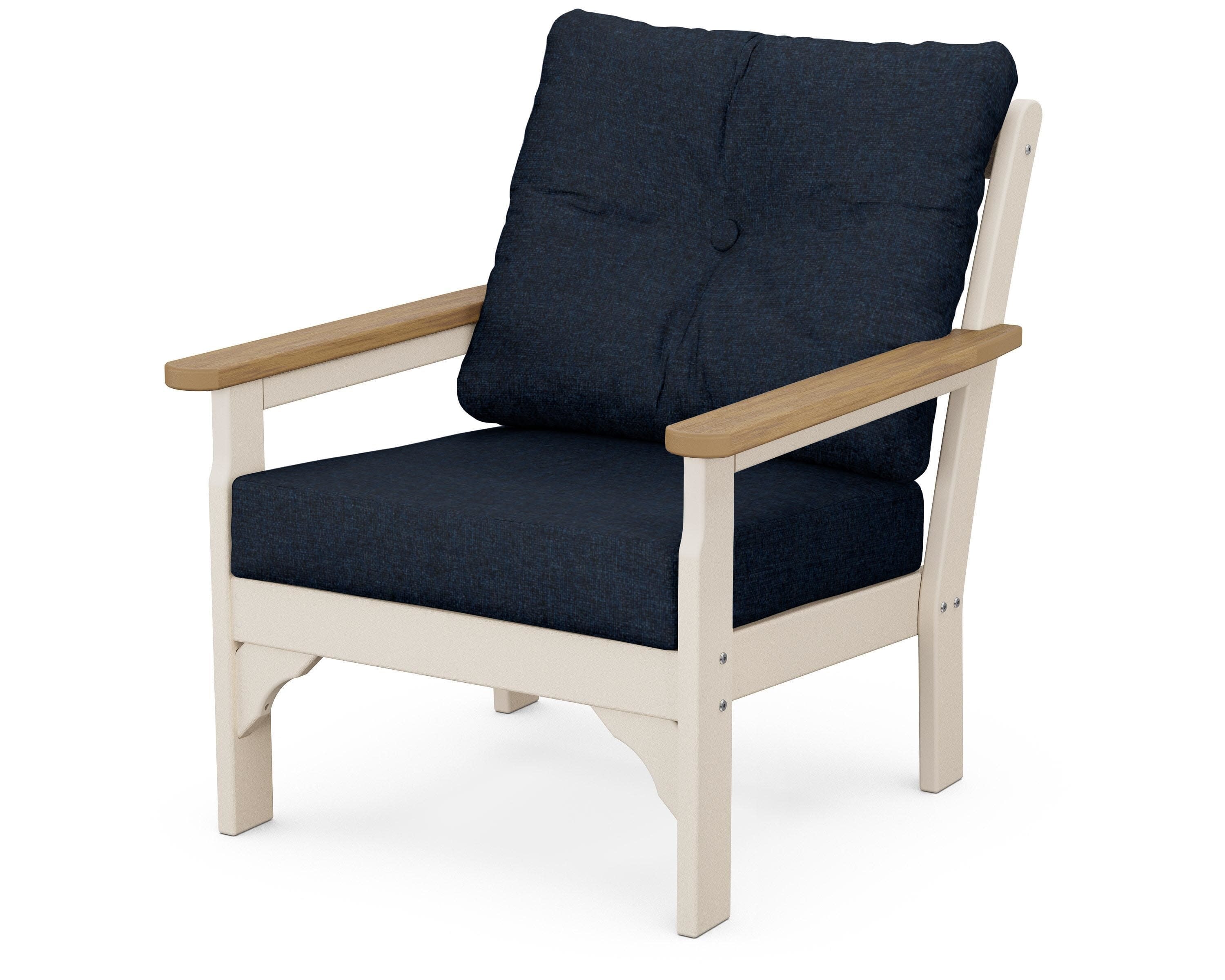 Vineyard Deep Seating Chair in Sand / Natural / Marine Indigo