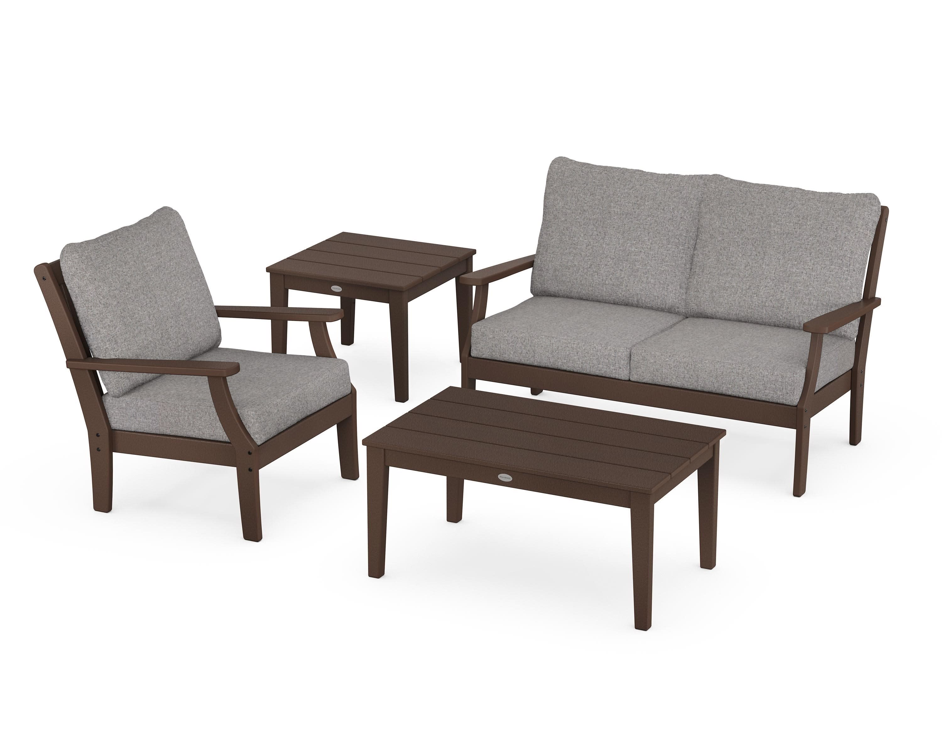 Braxton 4-Piece Deep Seating Set in Mahogany / Grey Mist