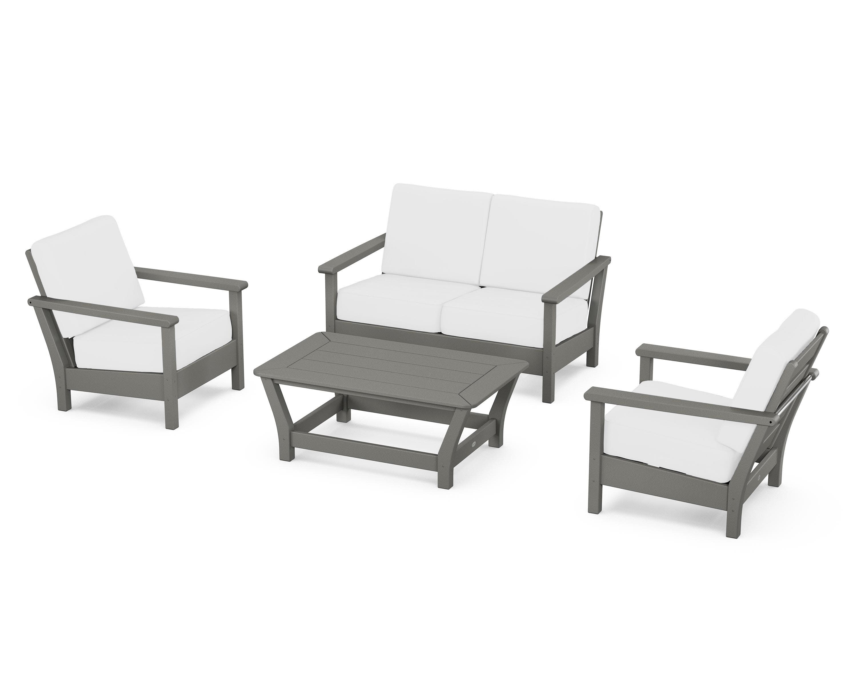 Harbour 4-Piece Deep Seating Set in Slate Grey / Natural