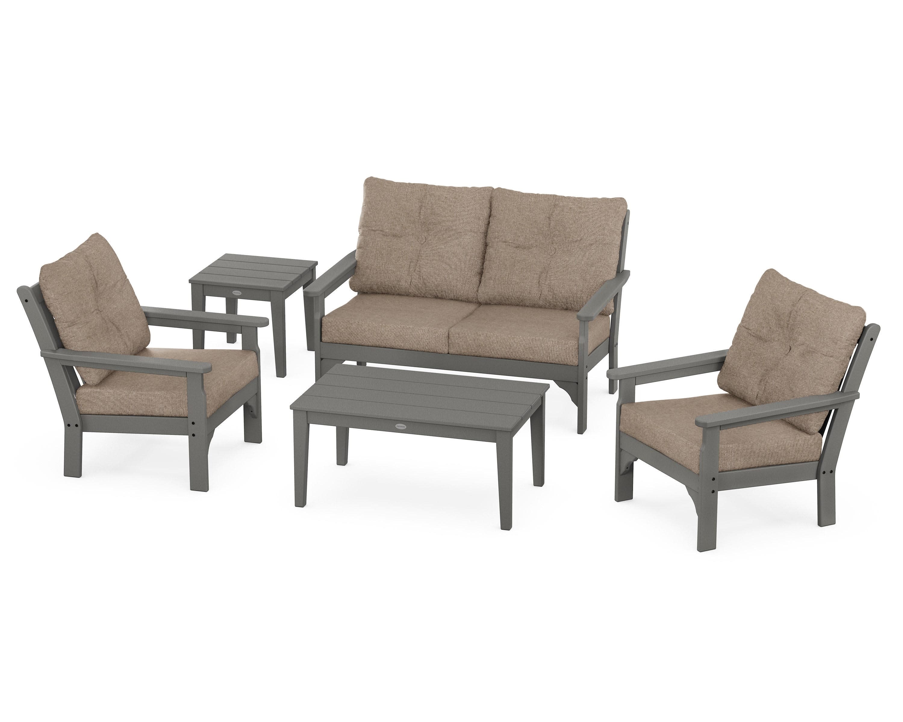 Vineyard 5-Piece Deep Seating Set in Slate Grey / Spiced Burlap