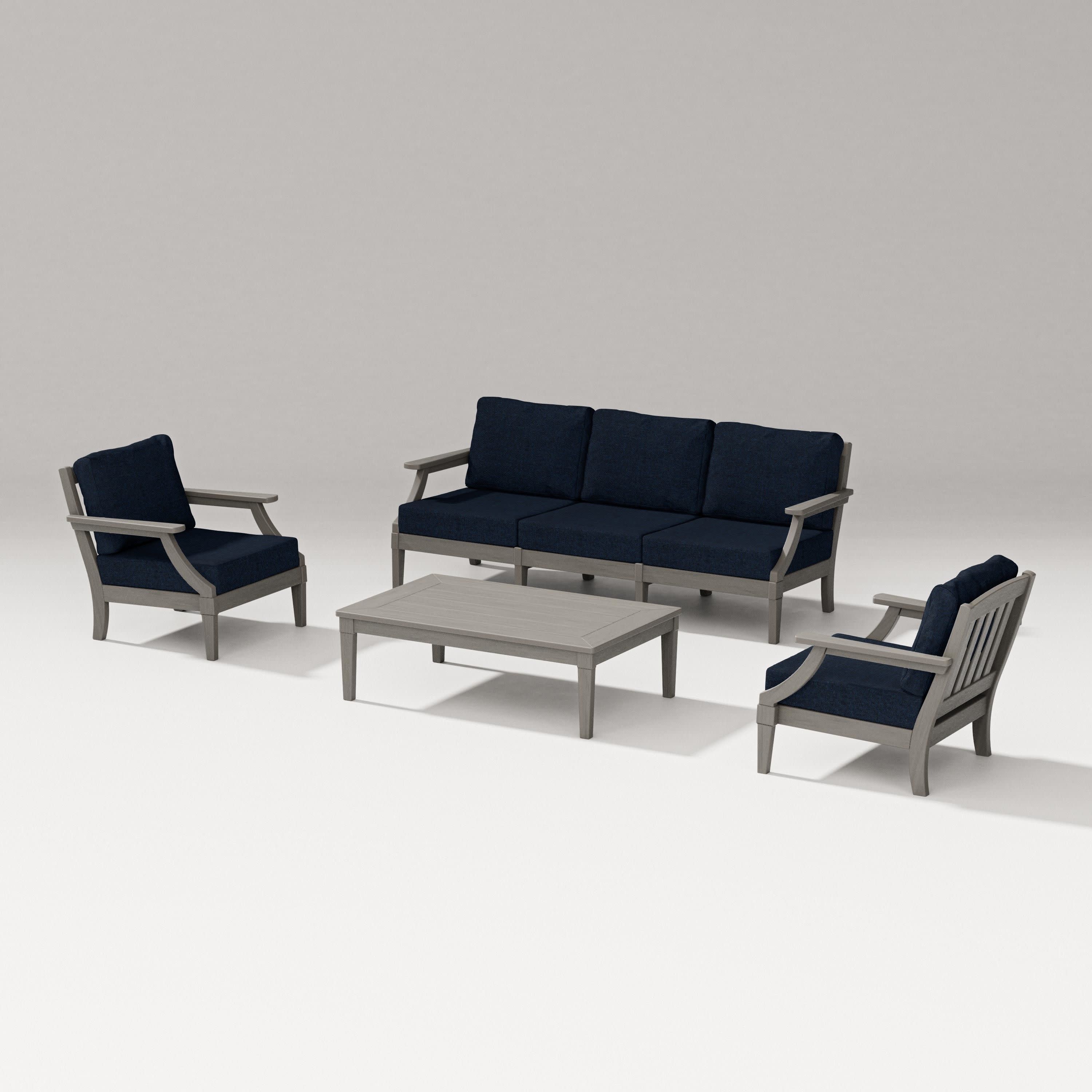 Estate 4-Piece Lounge Sofa Set in Driftwood / Marine Indigo