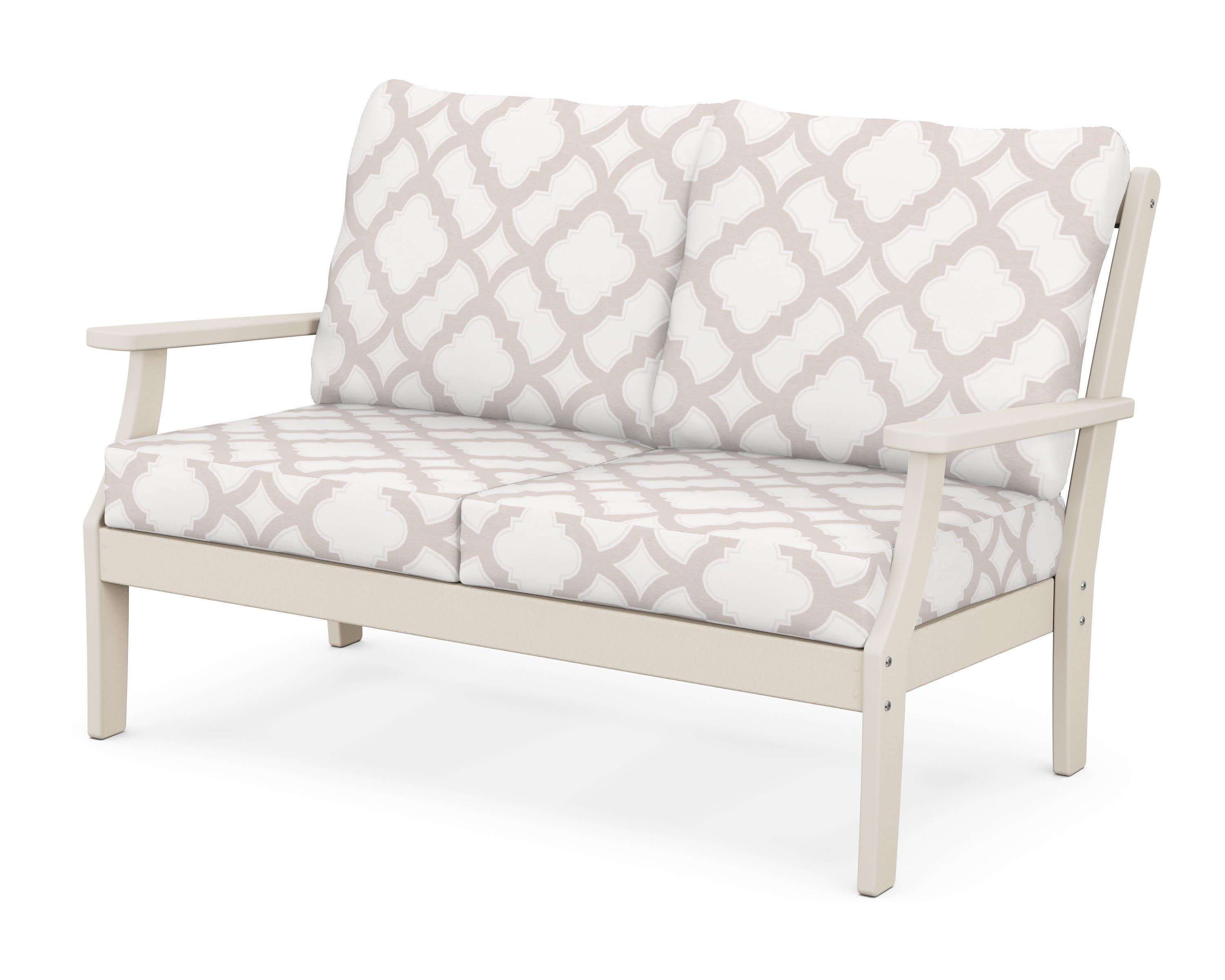 Braxton Deep Seating Loveseat in Sand / Trellis Dune Burlap