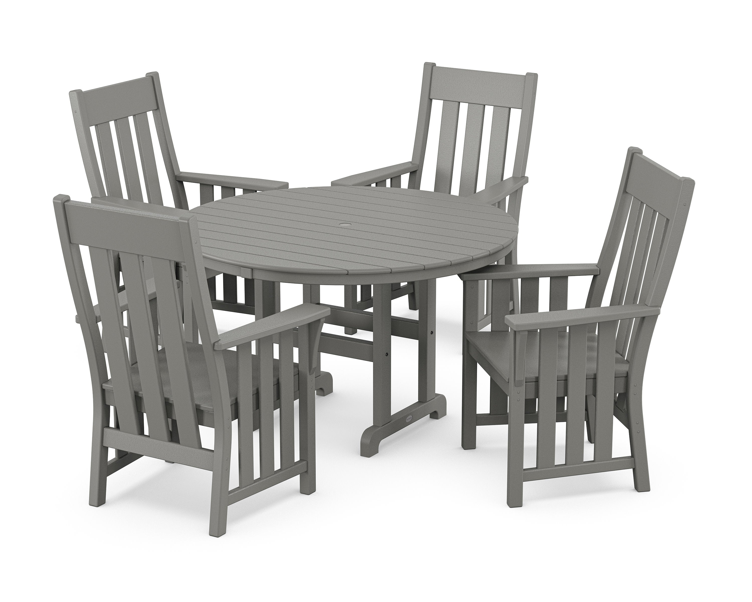Acadia 5-Piece Round Farmhouse Dining Set in Slate Grey