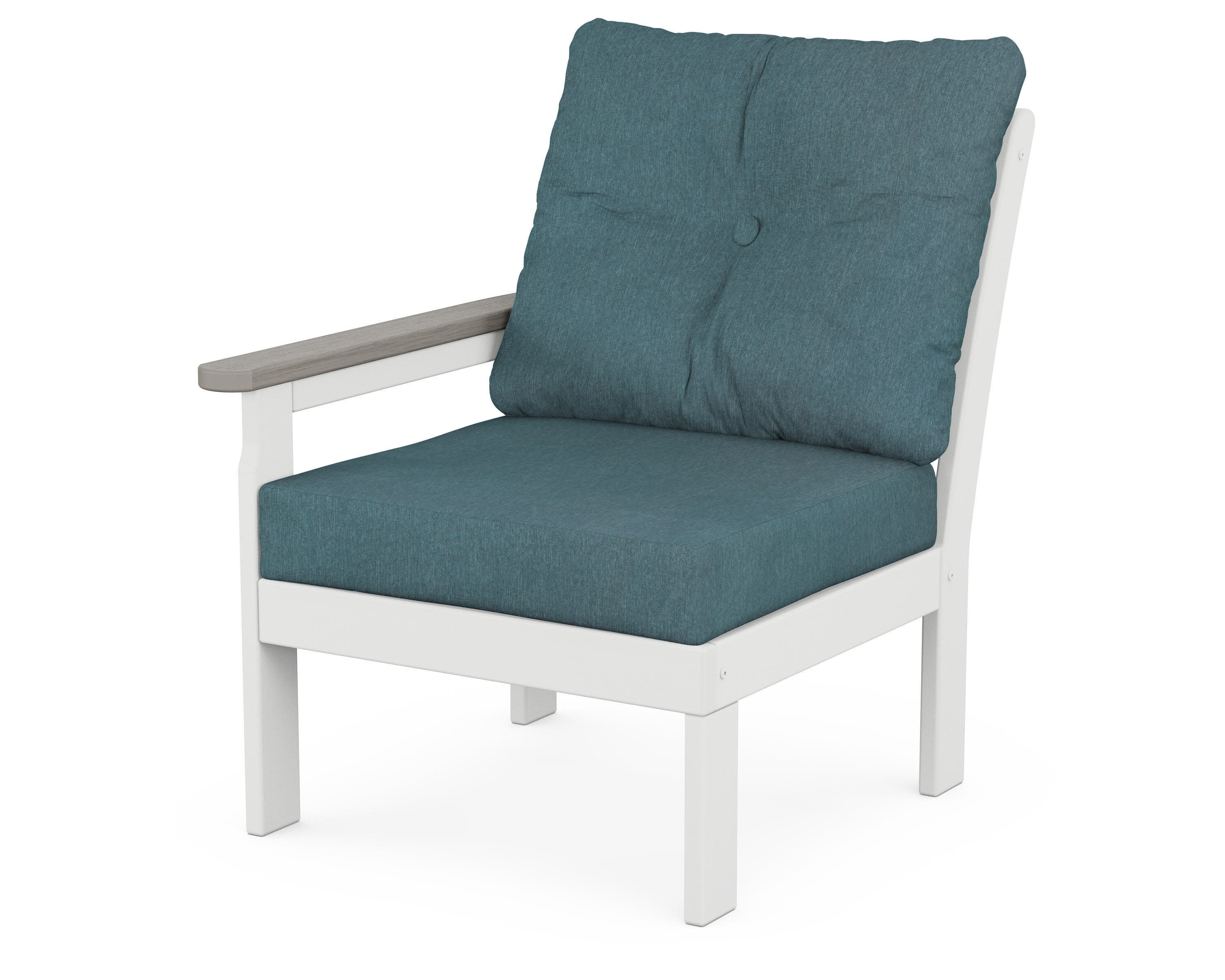 Vineyard Modular Left Arm Chair in White / Driftwood / Ocean Teal