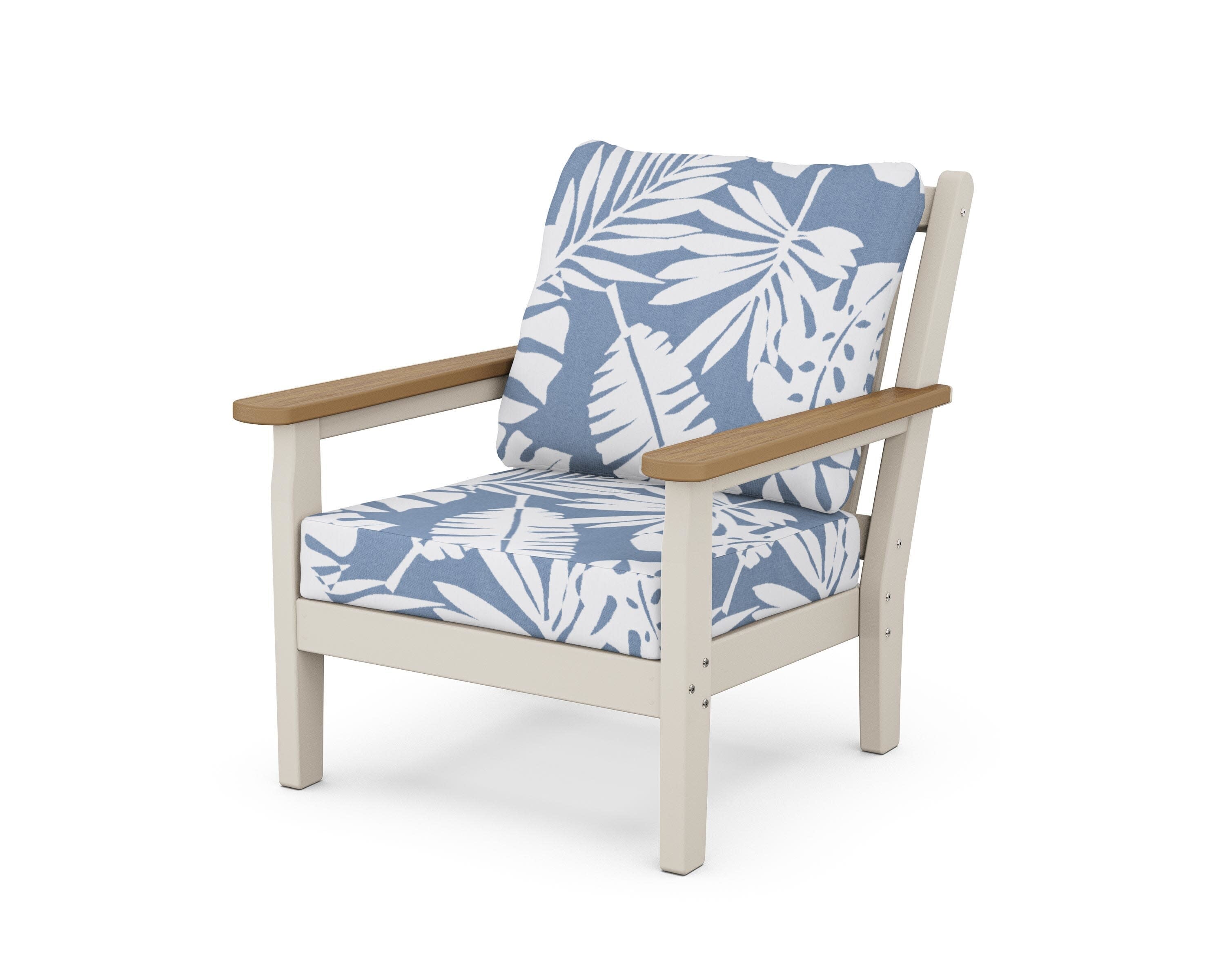 Chippendale Deep Seating Chair in Sand / Natural / Leaf Sky Blue