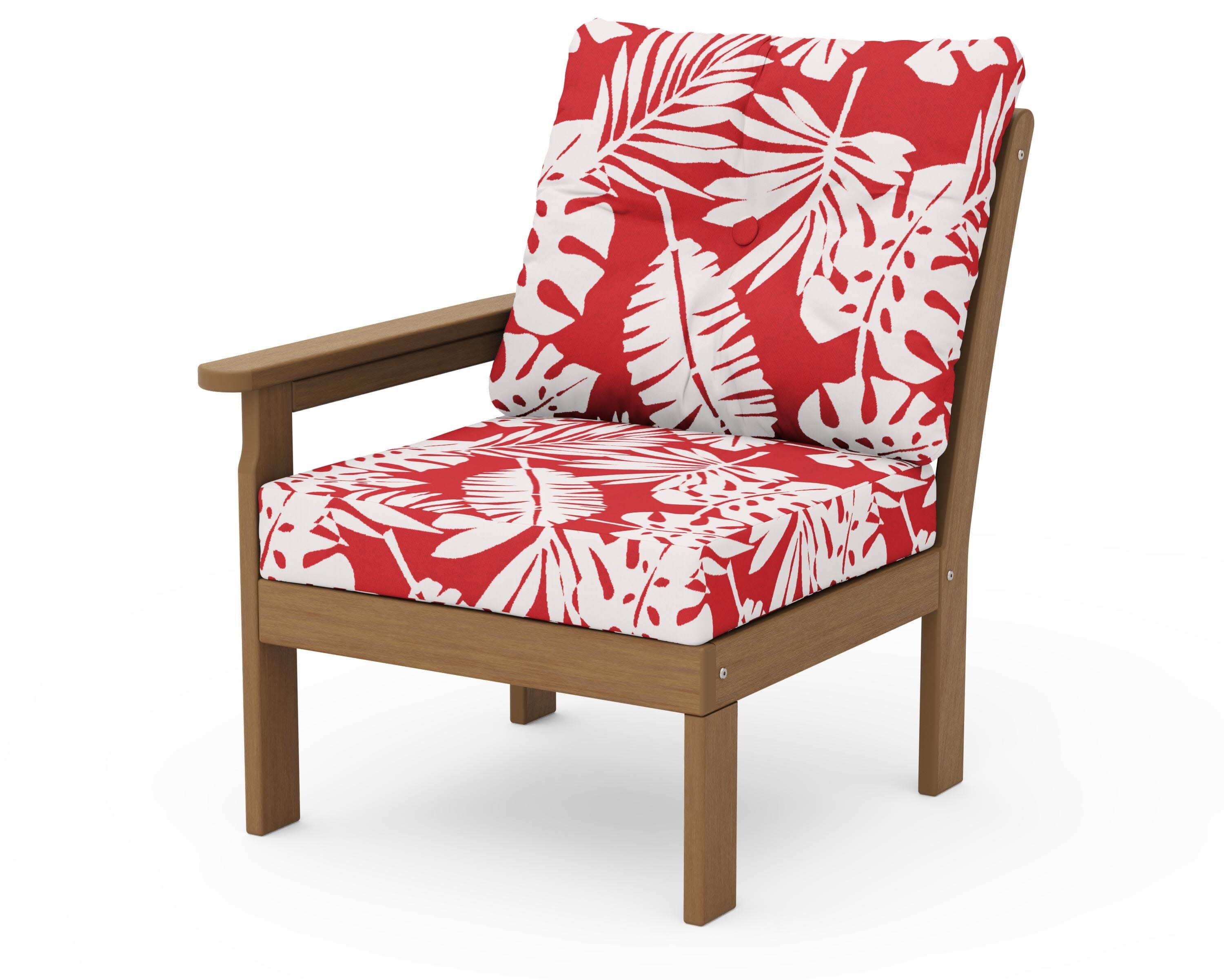 Vineyard Modular Left Arm Chair in Natural / Leaf Crimson