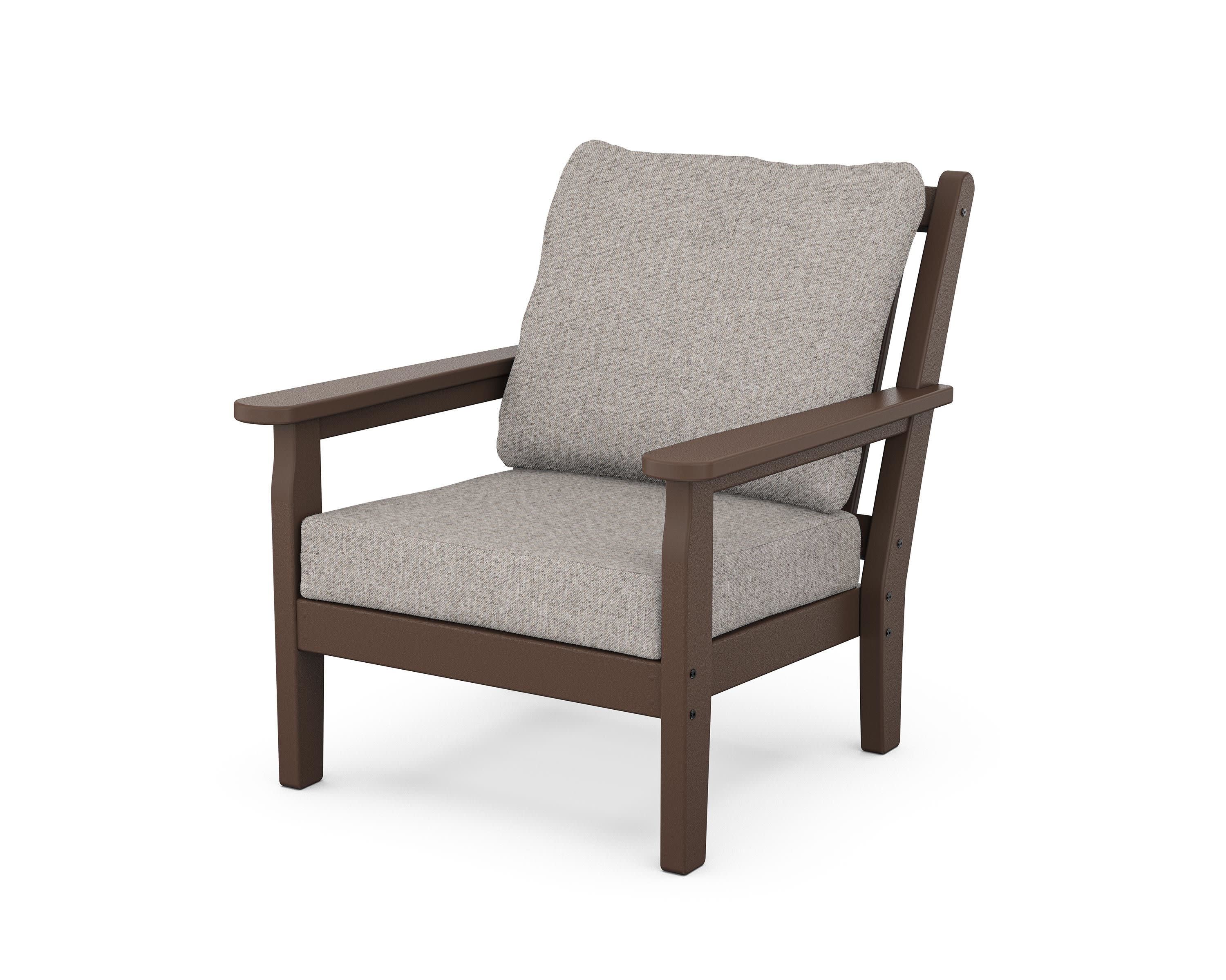 Chippendale Deep Seating Chair in Mahogany / Weathered Tweed
