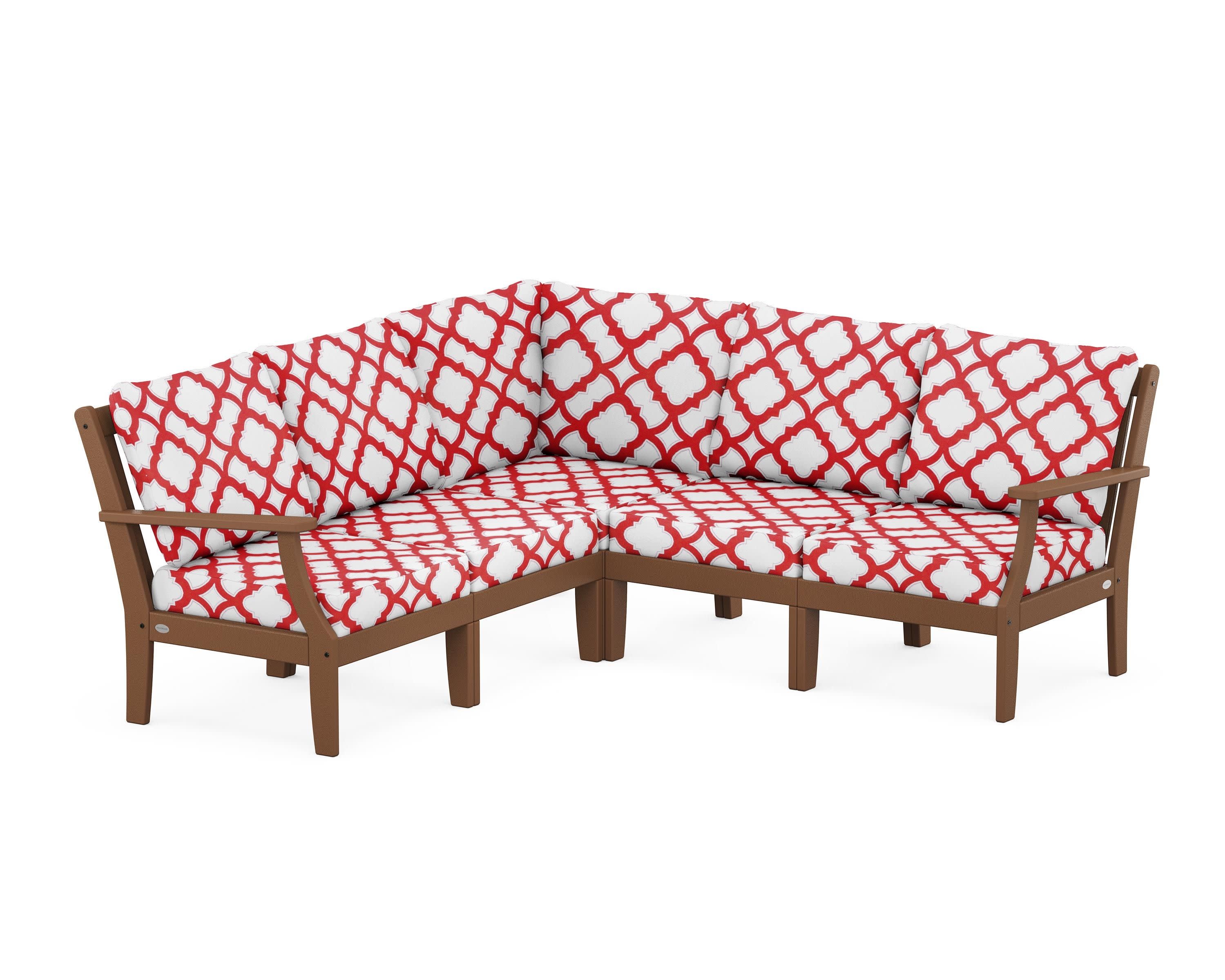 Braxton Modular 5-Piece Deep Seating Set in Teak / Trellis Crimson