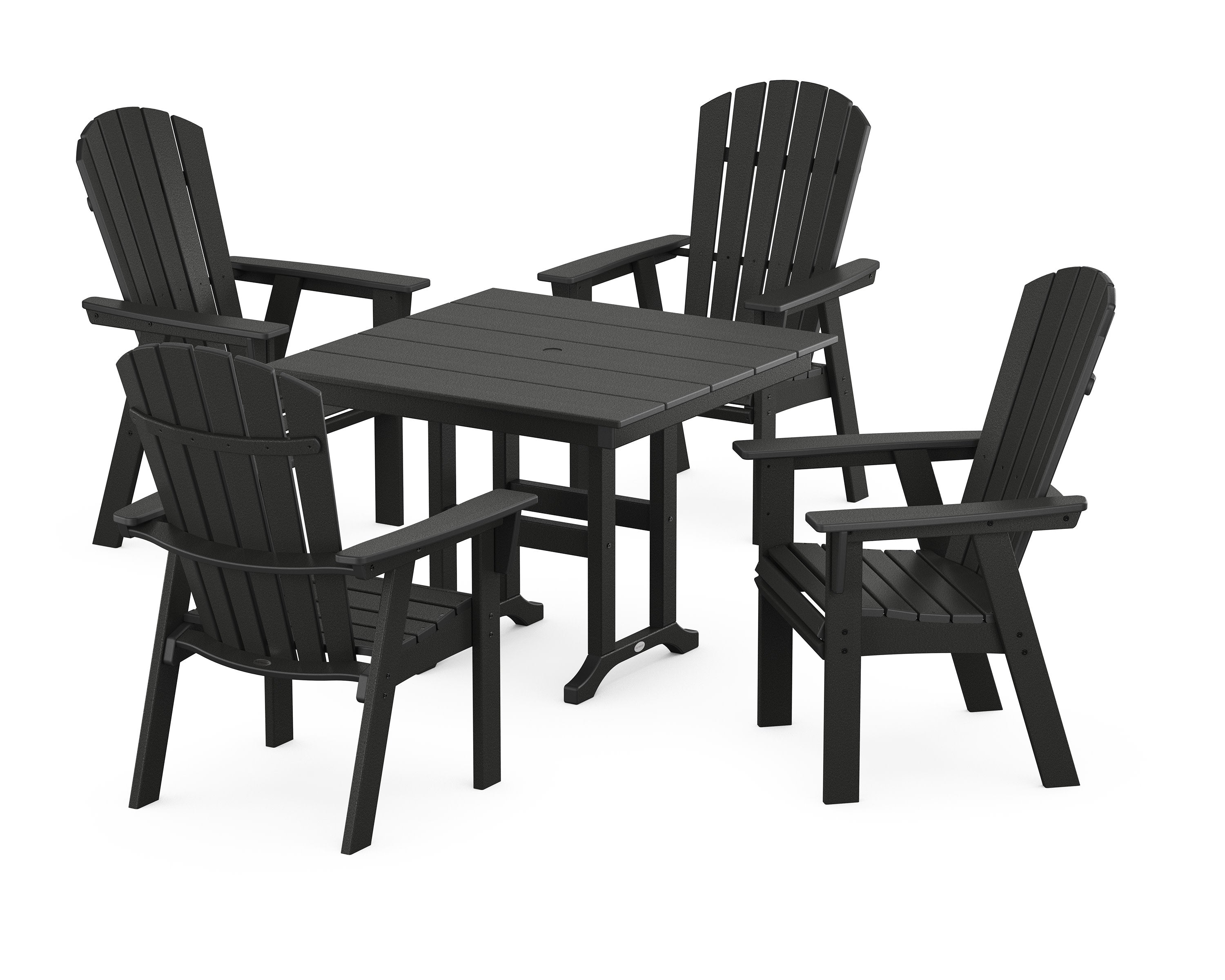 Nautical Curveback Adirondack 5-Piece Farmhouse Dining Set in Black