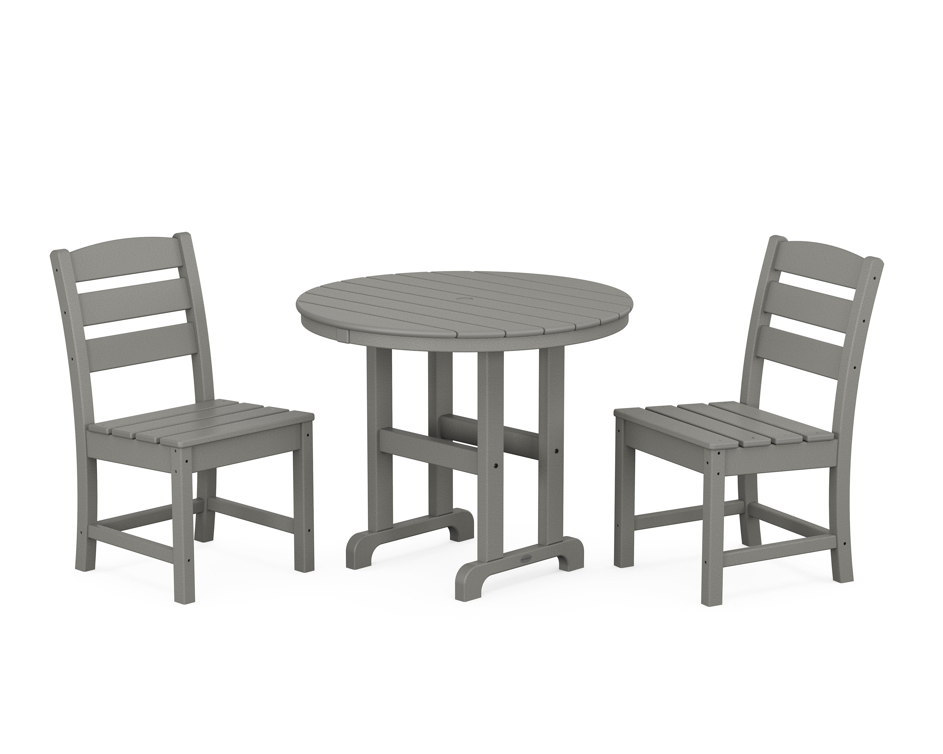 Lakeside Side Chair 3-Piece Round Dining Set in Slate Grey