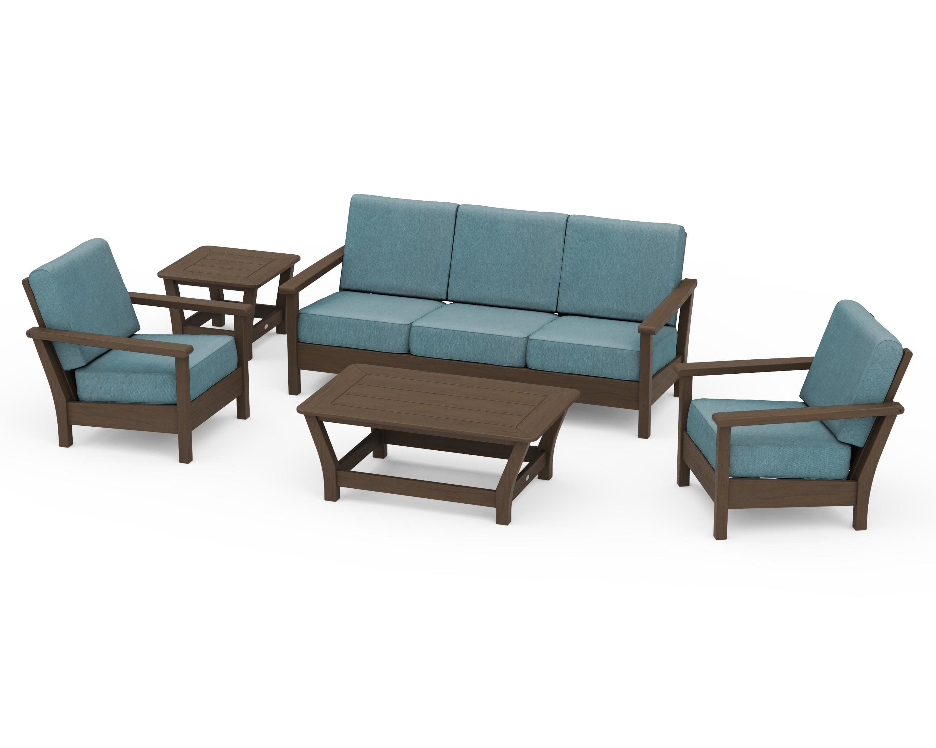 Harbour 5-Piece Deep Seating Set in Kona / Ocean Teal