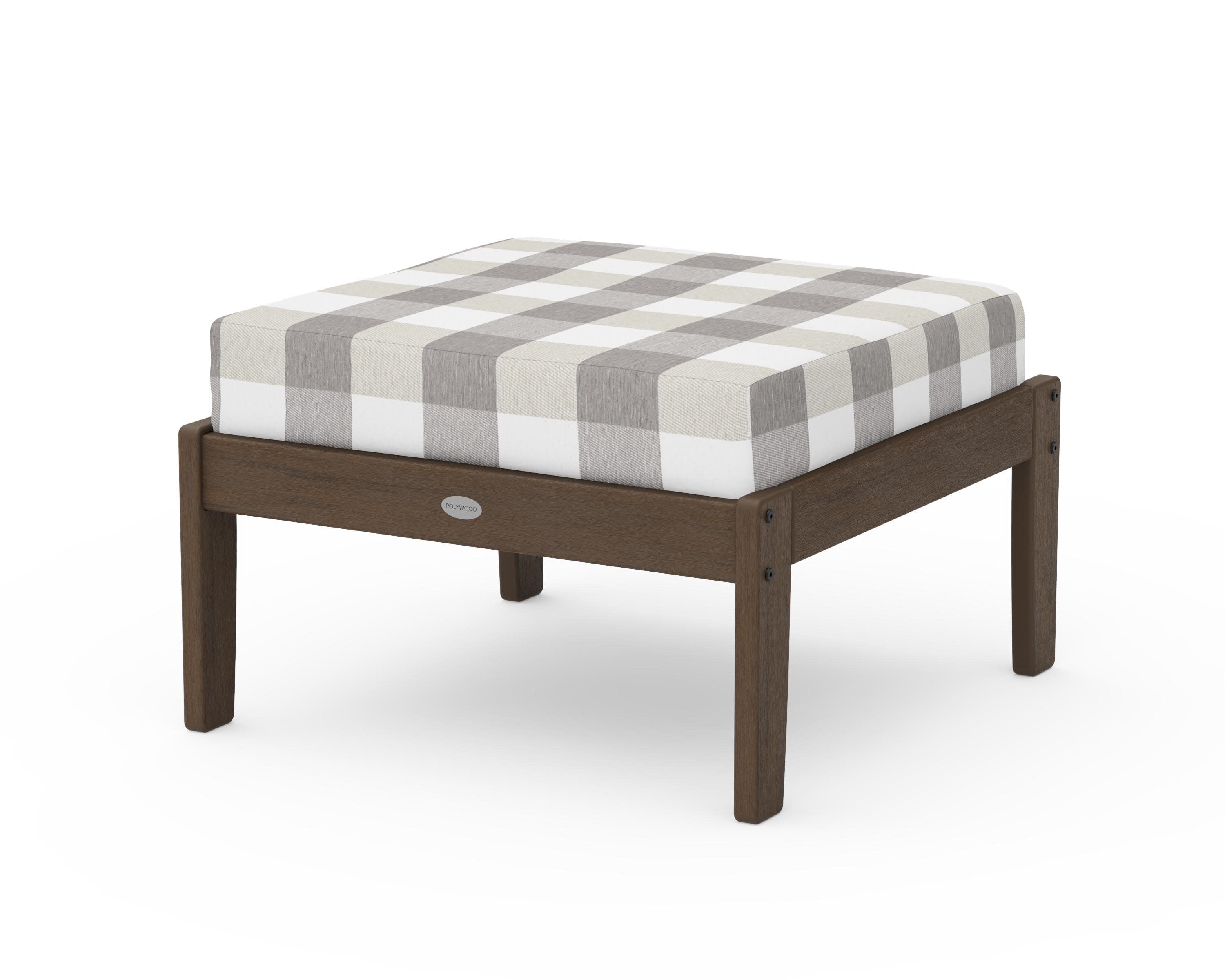 Braxton Deep Seating Ottoman in Kona / Buffalo Plaid Grey Mist