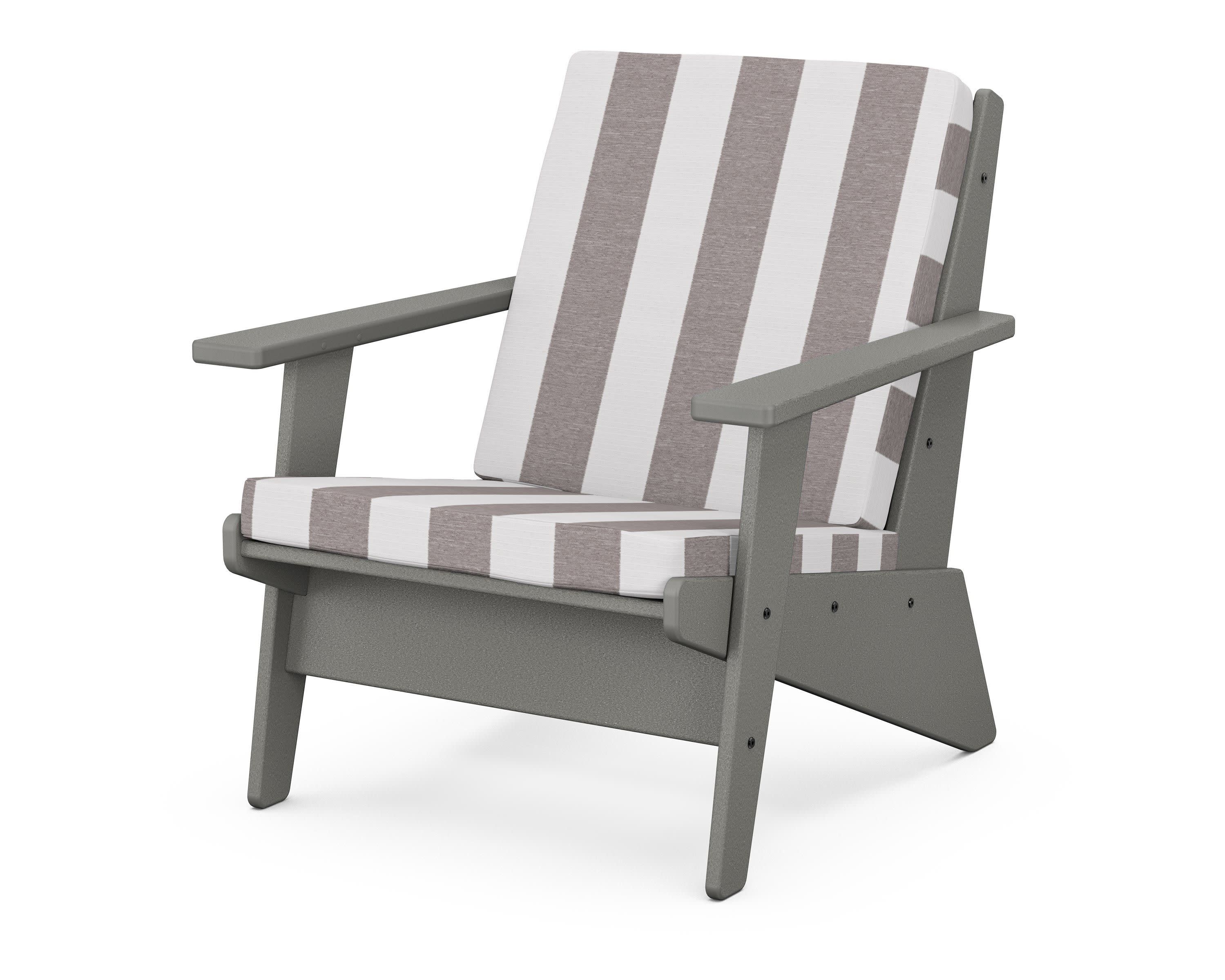 Riviera Modern Lounge Chair in Slate Grey / Cabana Stripe Grey Mist