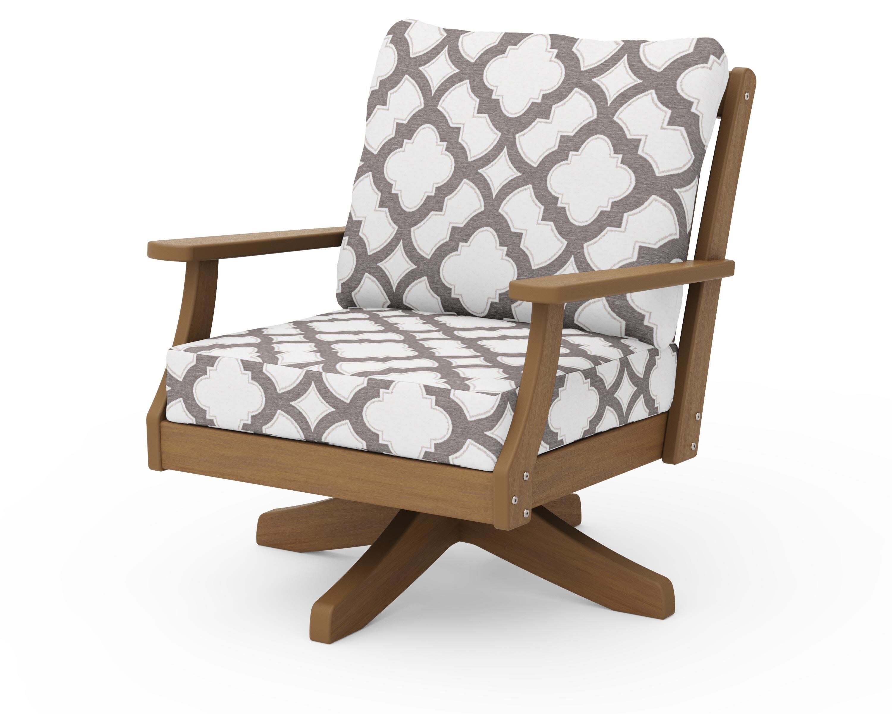 Braxton Deep Seating Swivel Chair in Natural / Trellis Grey Mist