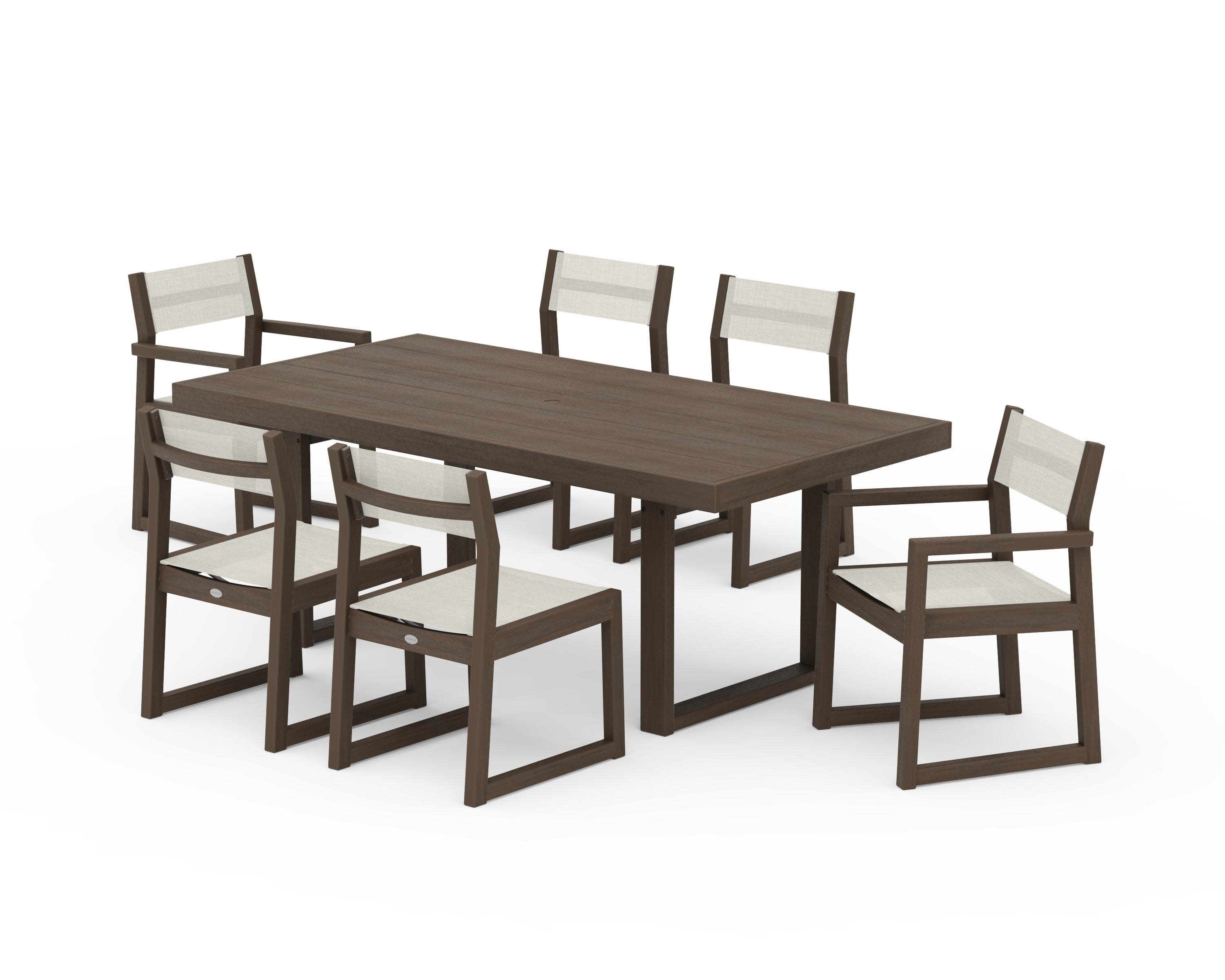 EDGE Sling 7-Piece Dining Set in Kona / Parchment Sling