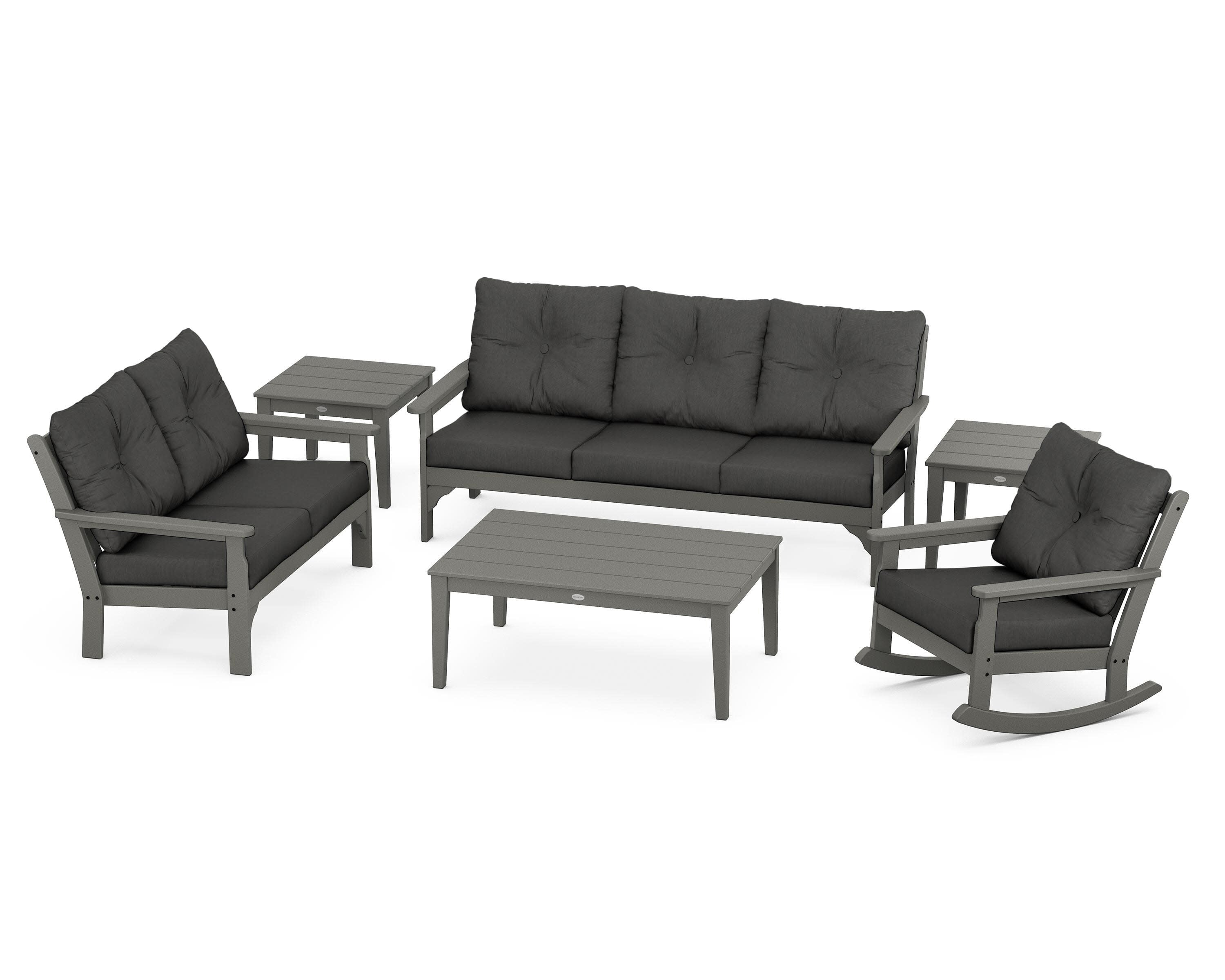 Vineyard 6-Piece Deep Seating Set in Slate Grey / Spectrum Carbon