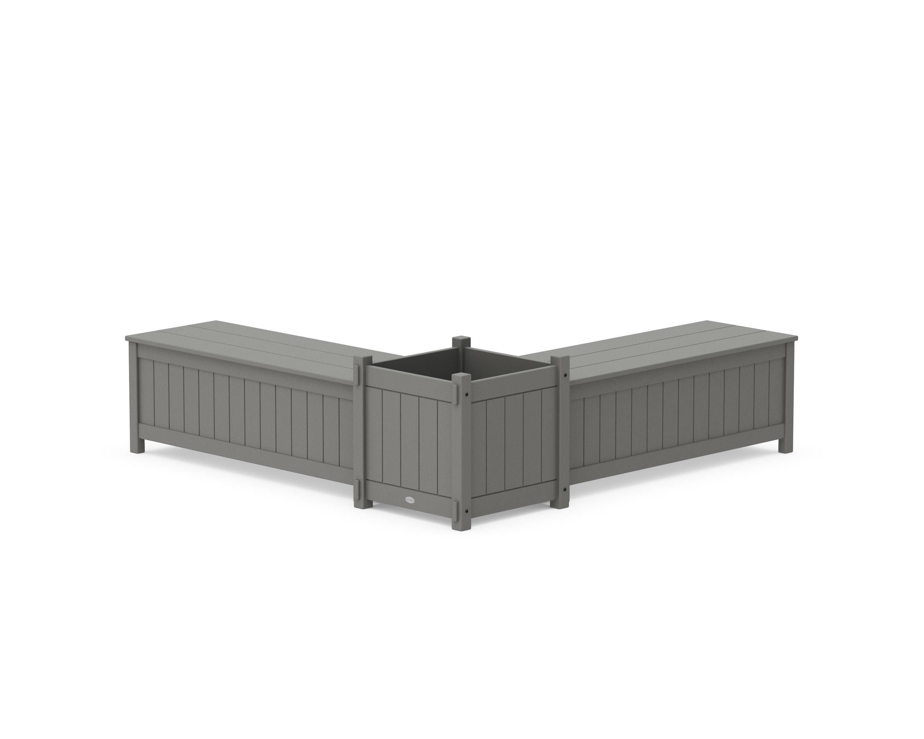 48" Vineyard L- Shaped Planter Storage Bench Set- Large in Slate Grey