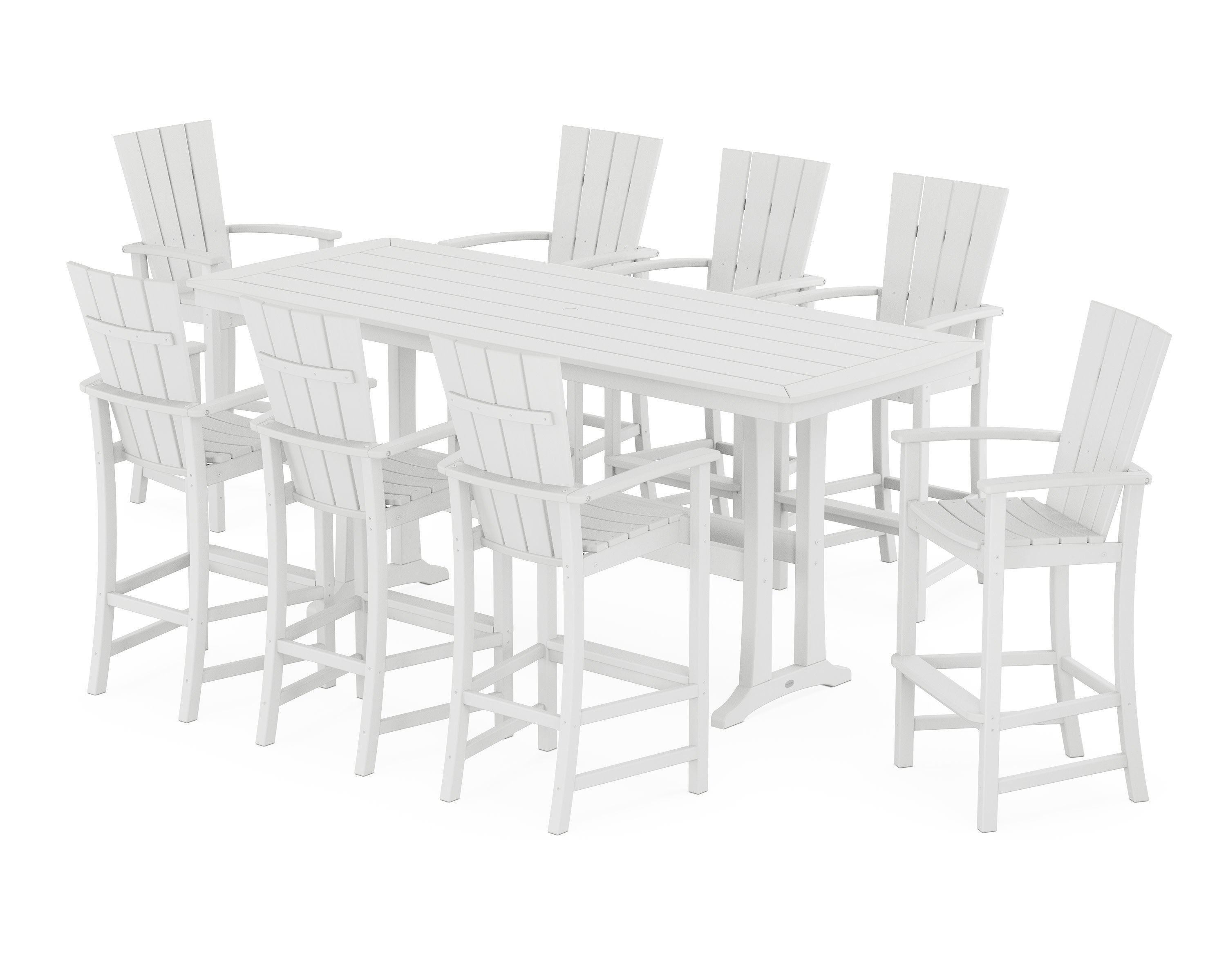Quattro Adirondack 9-Piece Bar Set with Trestle Legs in White