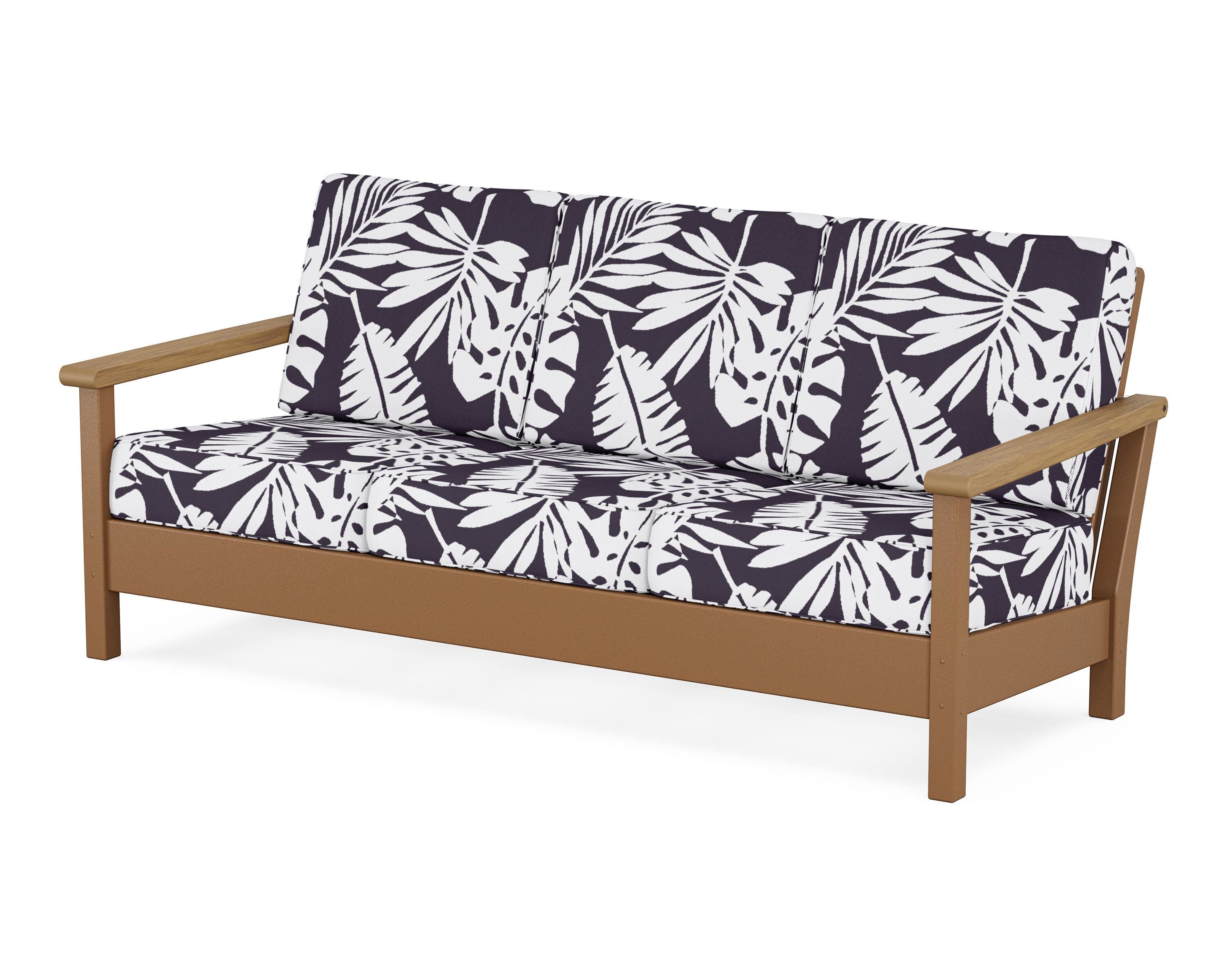 Harbour Deep Seating Sofa in Teak / Natural / Leaf Navy