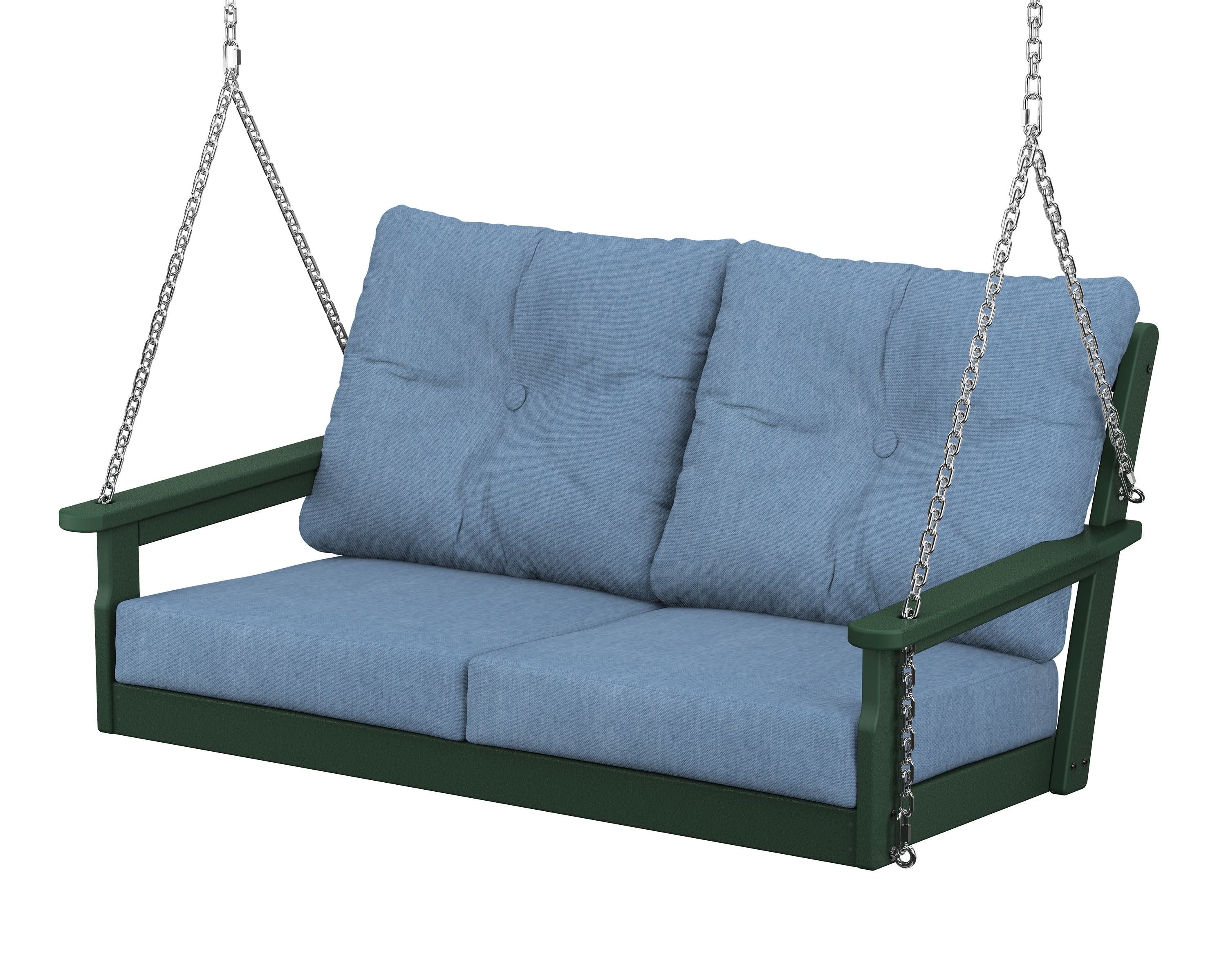 Vineyard Deep Seating Swing in Green / Sky Blue