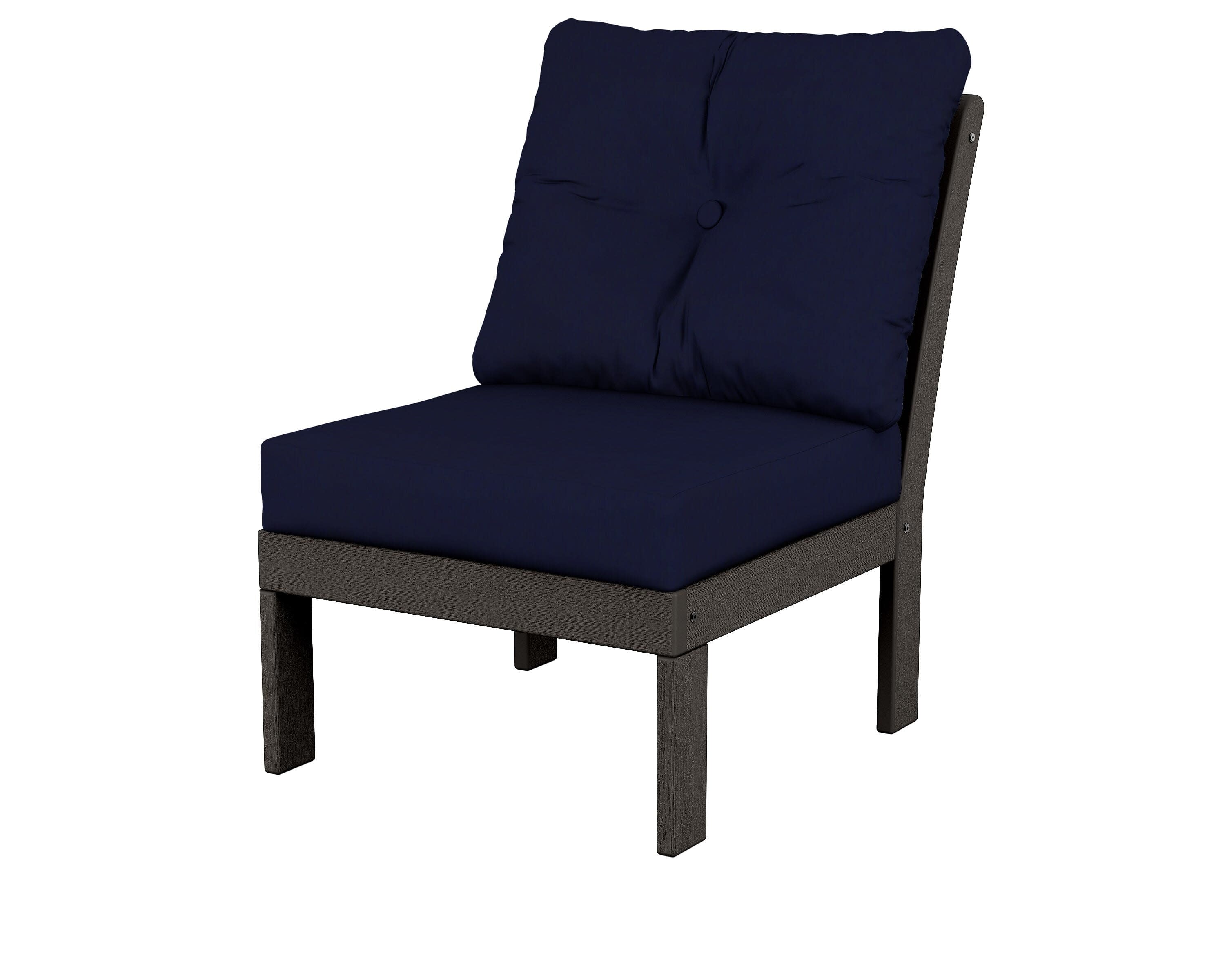 Vineyard Modular Armless Chair in Vintage Coffee / Navy