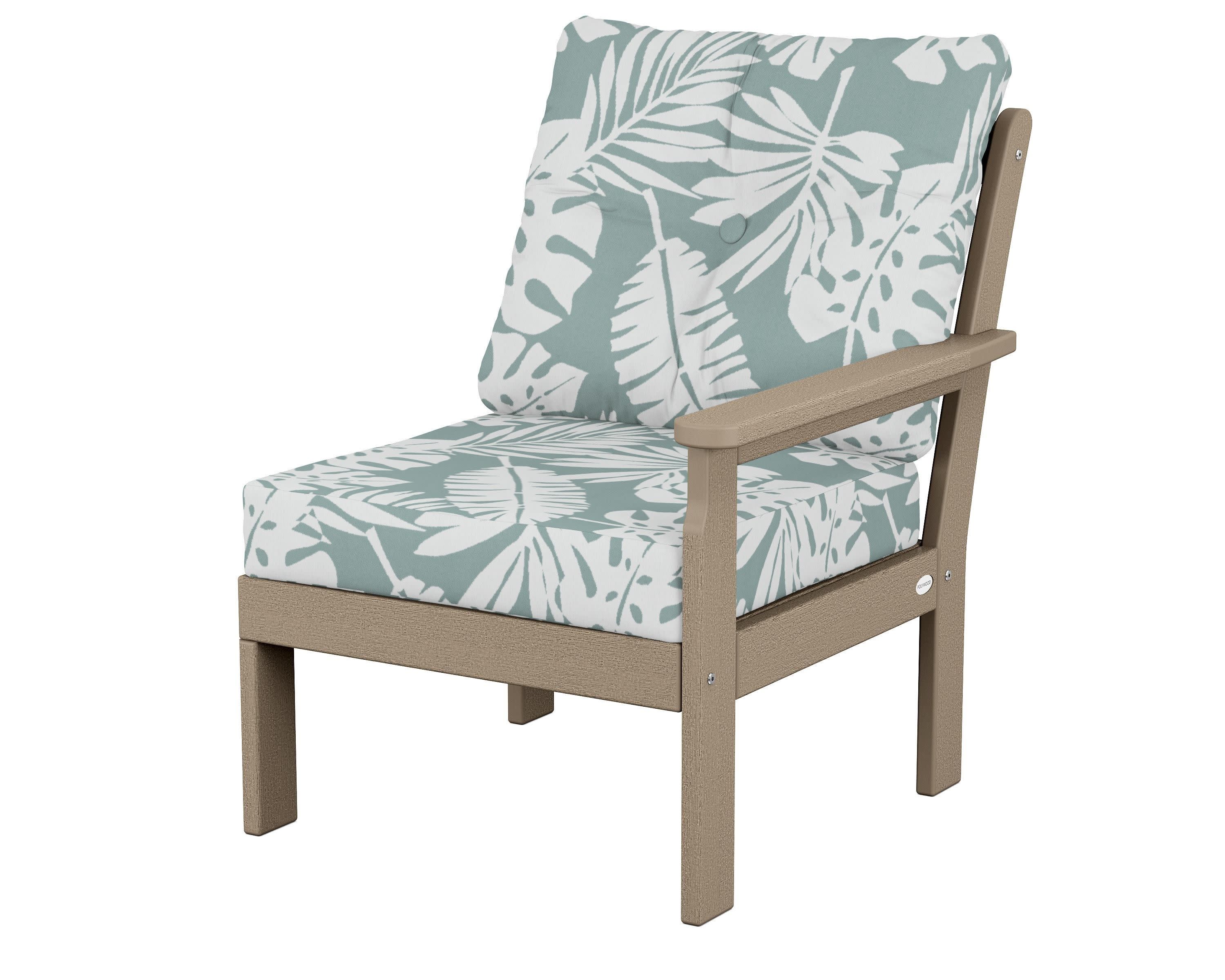 Vineyard Modular Right Arm Chair in Vintage Sahara / Leaf Glacier Spa
