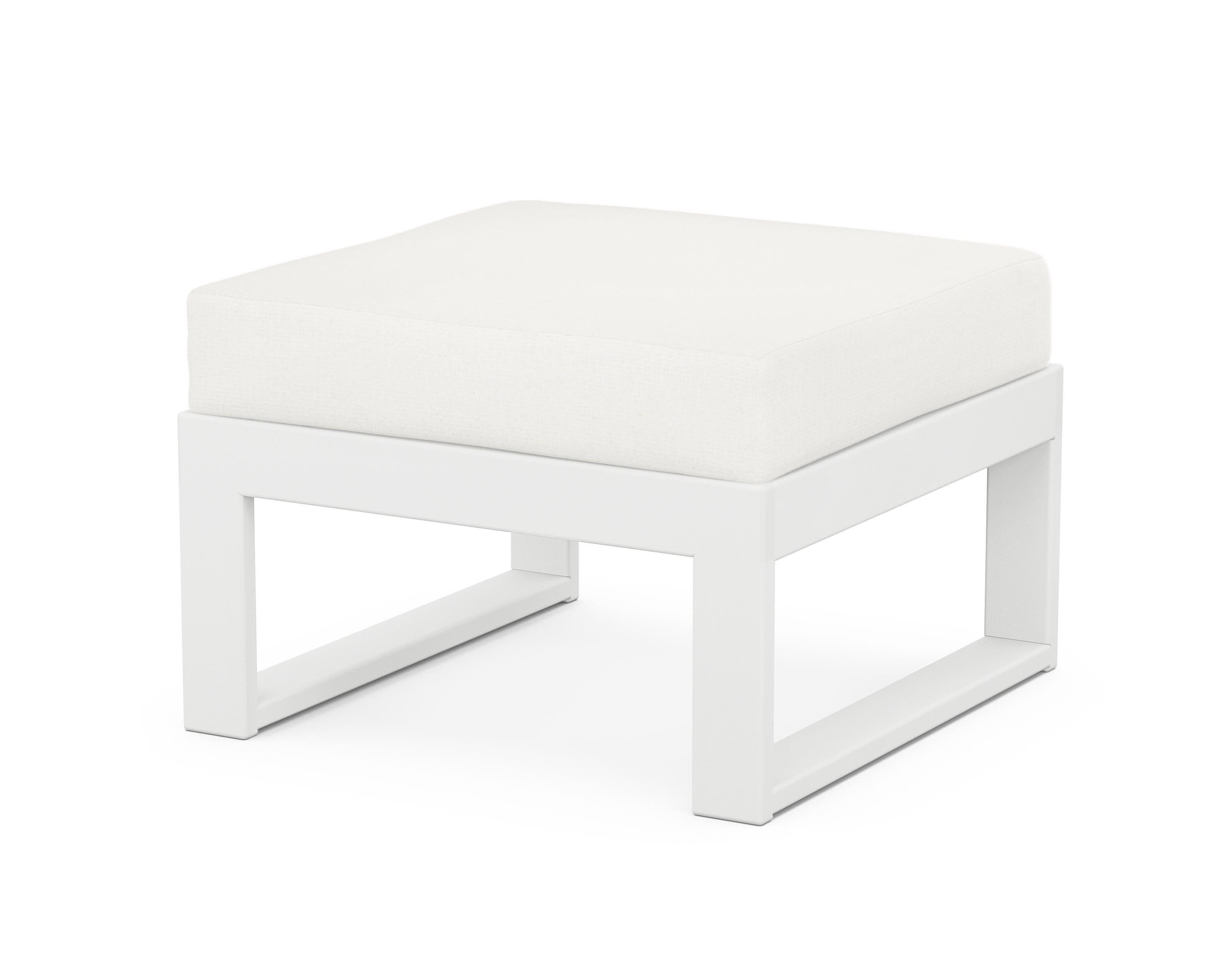 Modular Ottoman - Modern in White / Natural Linen