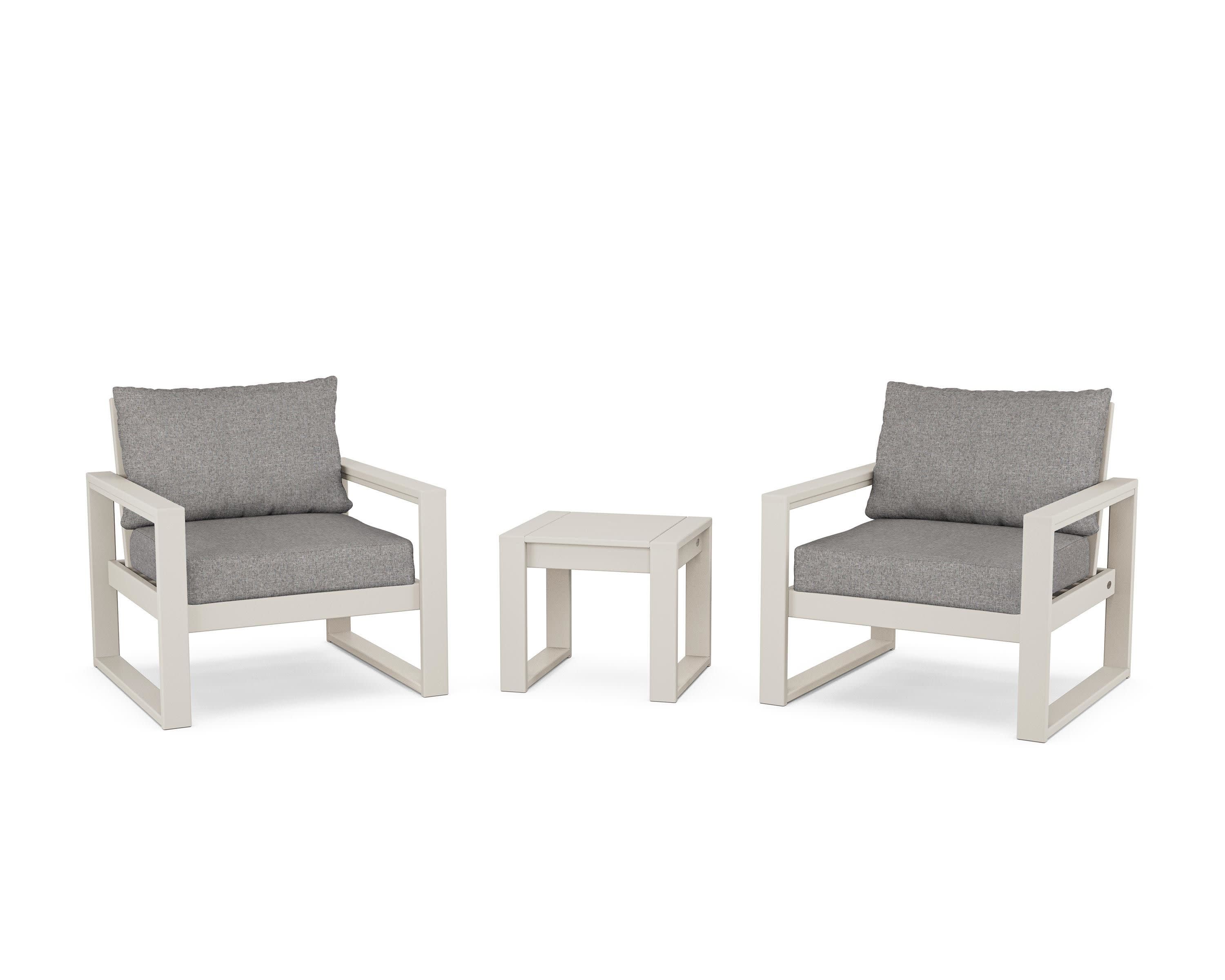 EDGE Sectional 3-Piece Deep Seating Set in Sand / Grey Mist